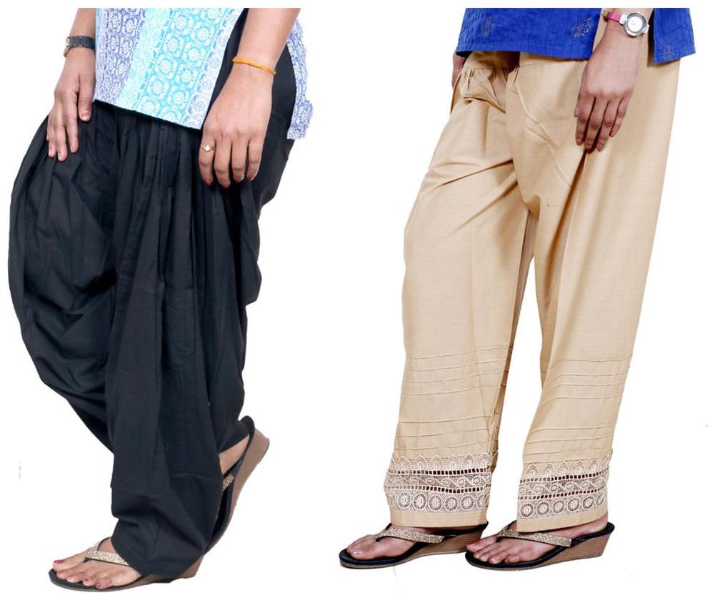 

IndiWeaves Women Cotton Semi-Patiala with Full Patiala Salwar Set of-2
