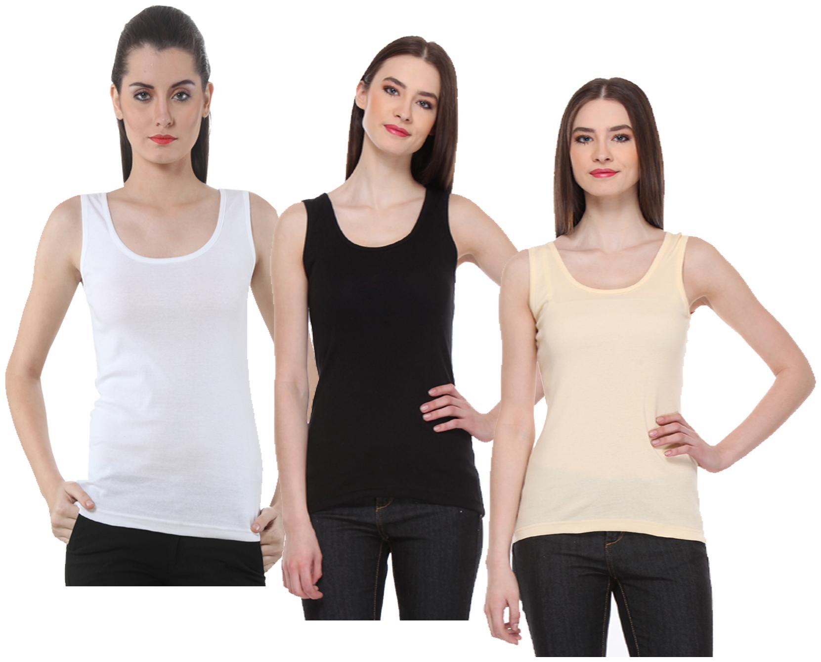 

Indiweaves Women Multi Regular fit U neck Cotton Tank top