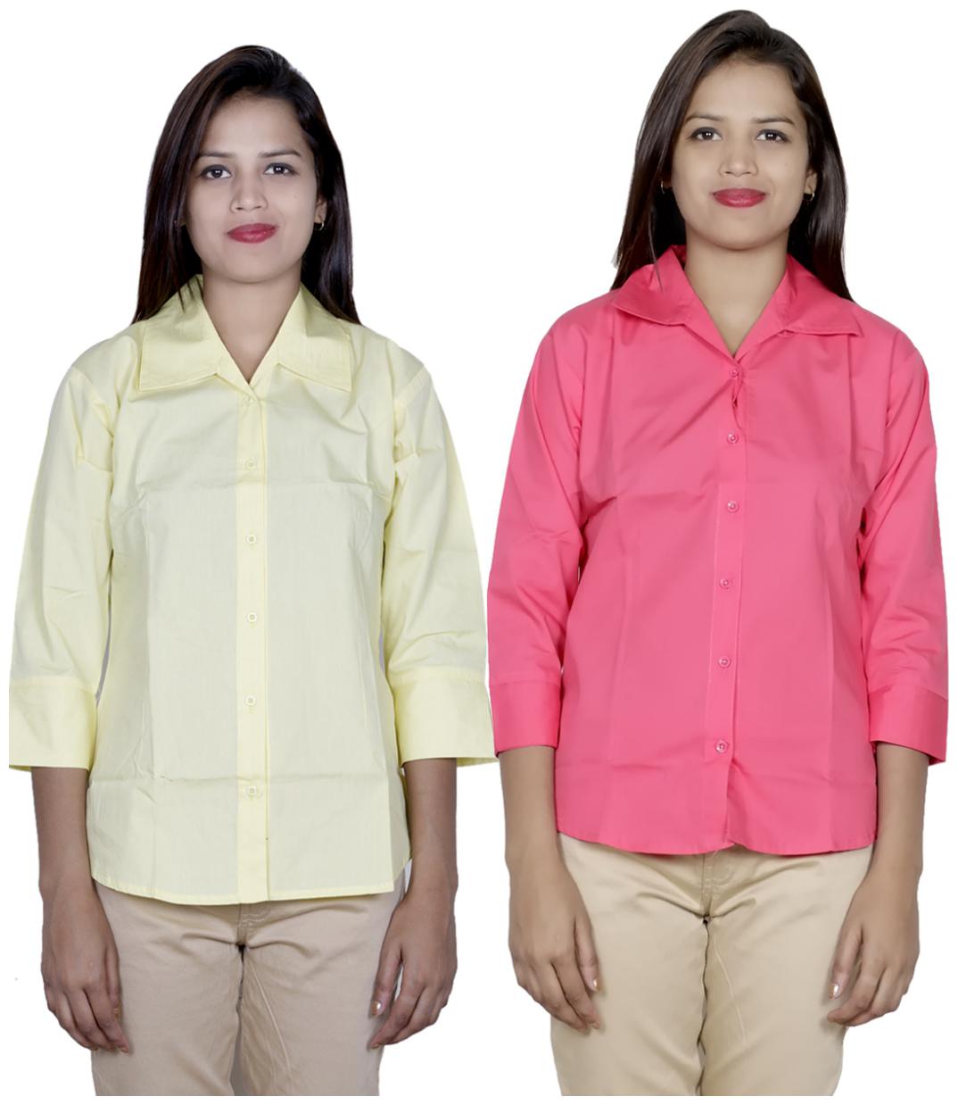 

Indiweaves Women Yellow Solid Regular Fit Shirt