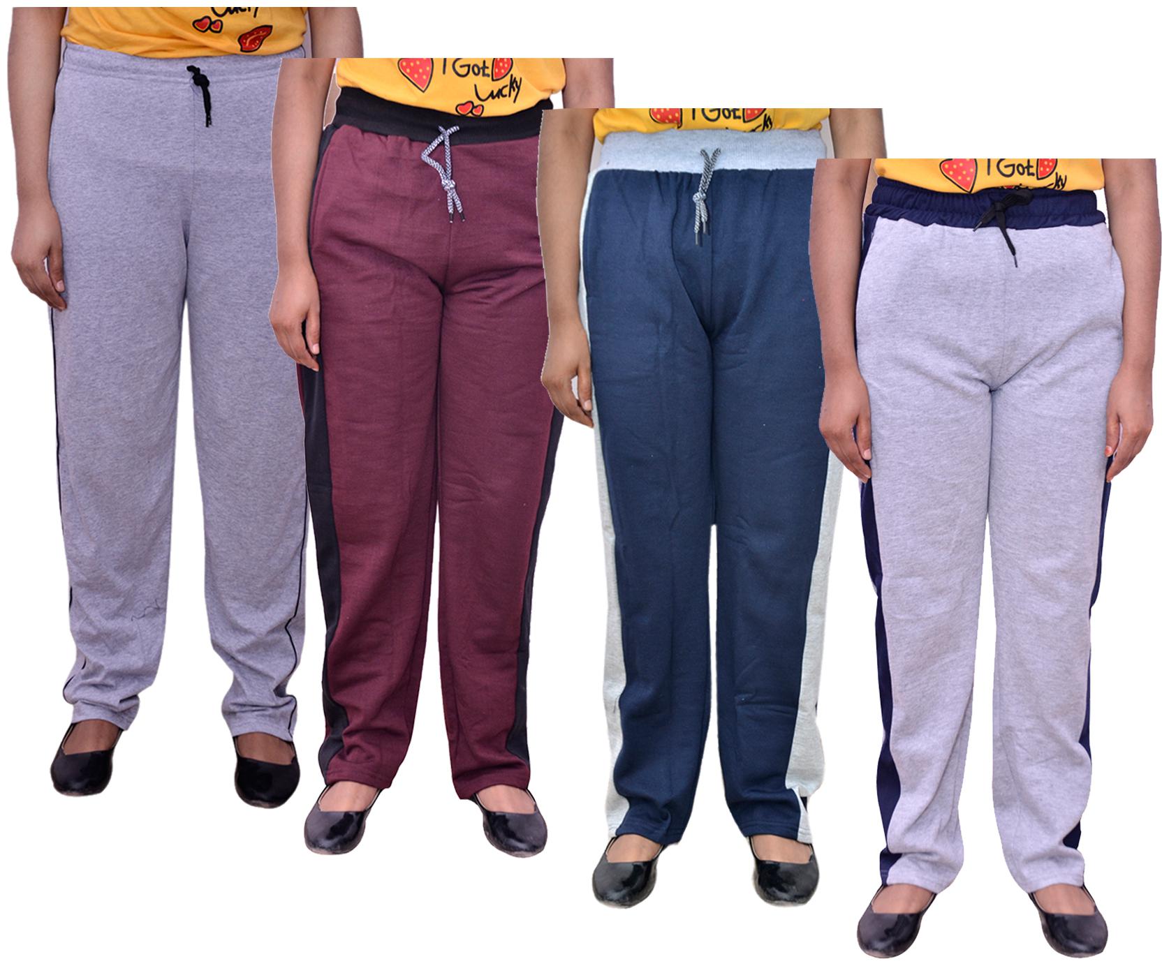 

Indiweaves Women Regular fit Cotton Solid Track pants - Multi