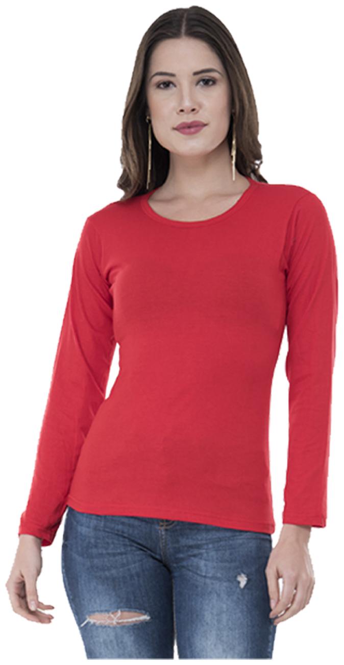 

Indiweaves Women Red Regular fit Round neck Cotton T shirt