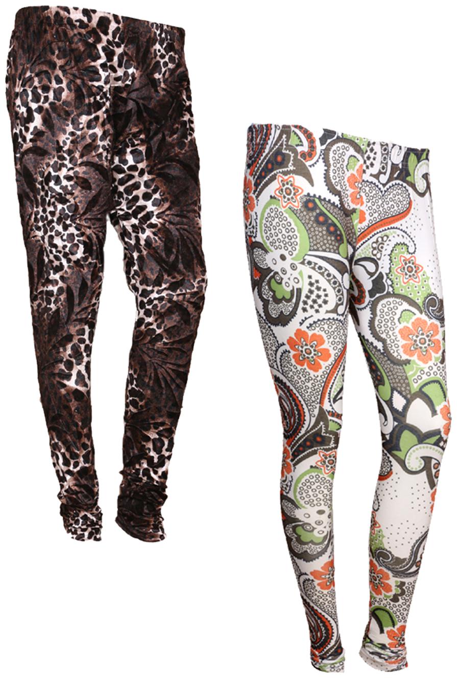 

IndiWeaves Women Cotton Printed Legging and Velvet Printed Leggings (Pack of 2)