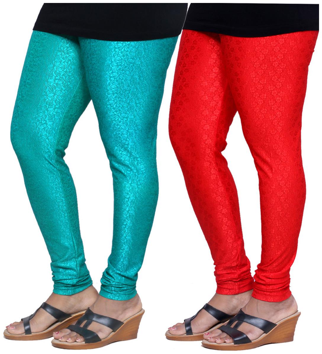 

IndiWeaves Women s Jacquard Legging Combo Of 2