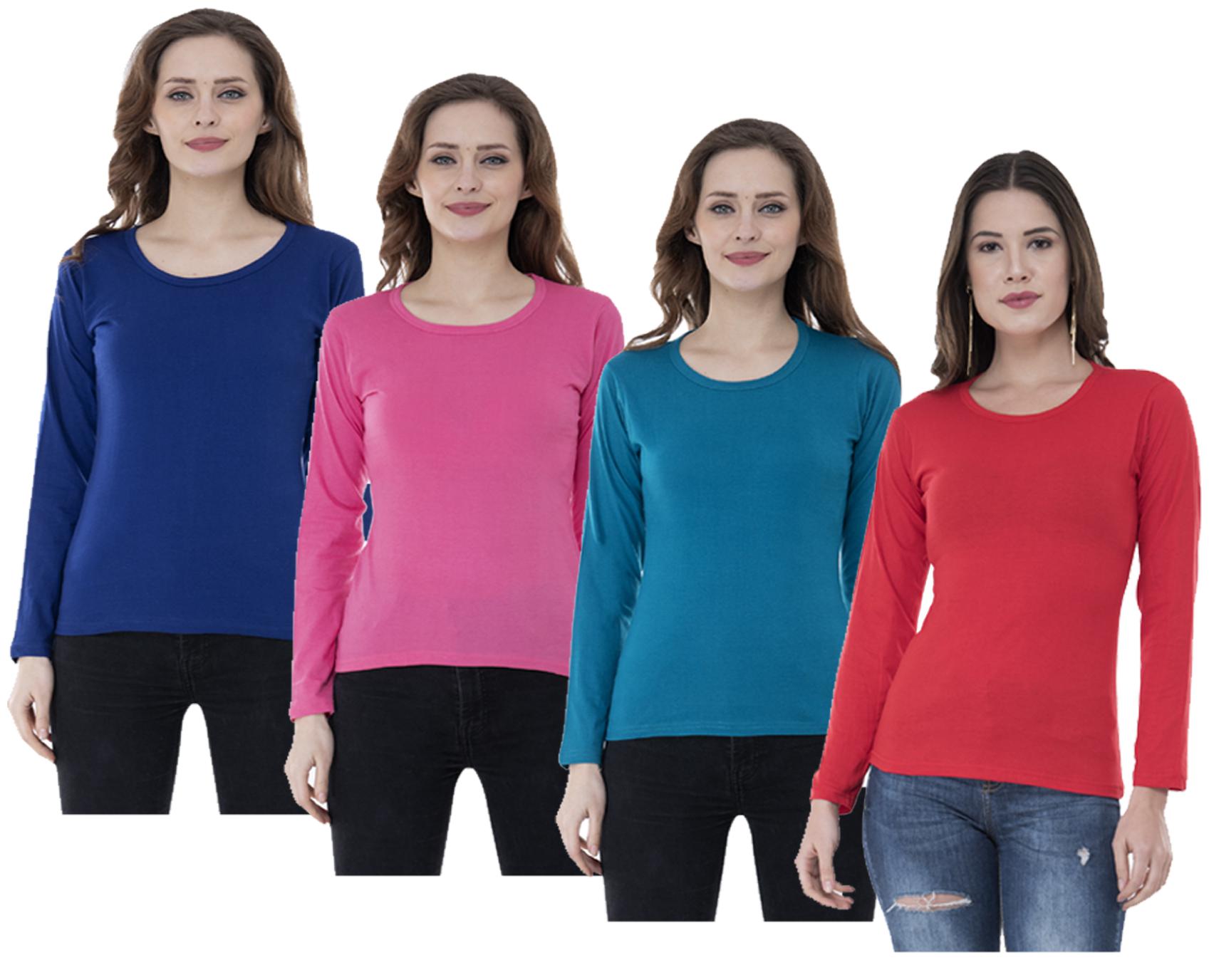 

Indiweaves Women Multi Regular fit Round neck Cotton T shirt