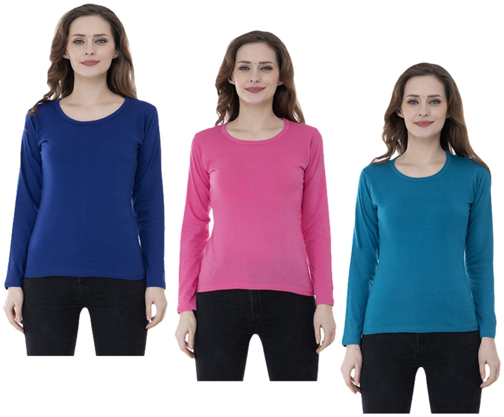 

Indiweaves Women Multi Regular fit Round neck Cotton T shirt
