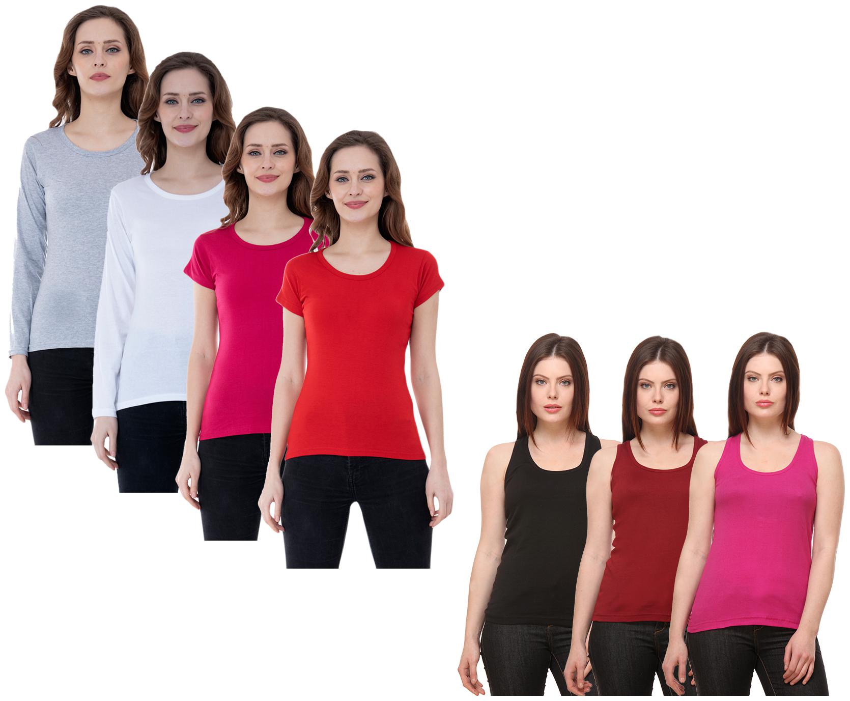 

Indiweaves Women Multi Regular fit Round neck Cotton Tank top