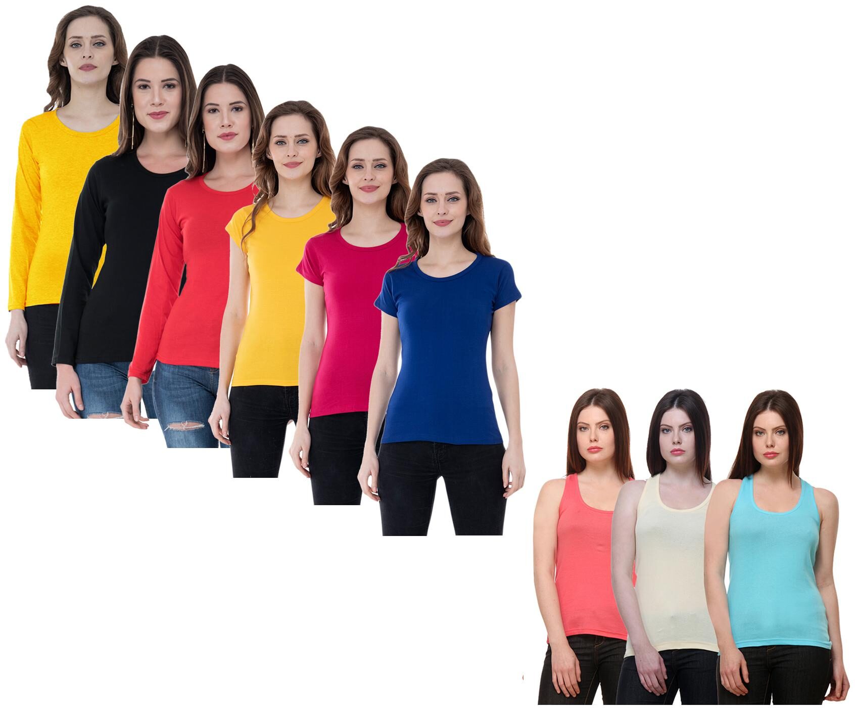 

Indiweaves Women Multi Regular fit Round neck Cotton Tank top