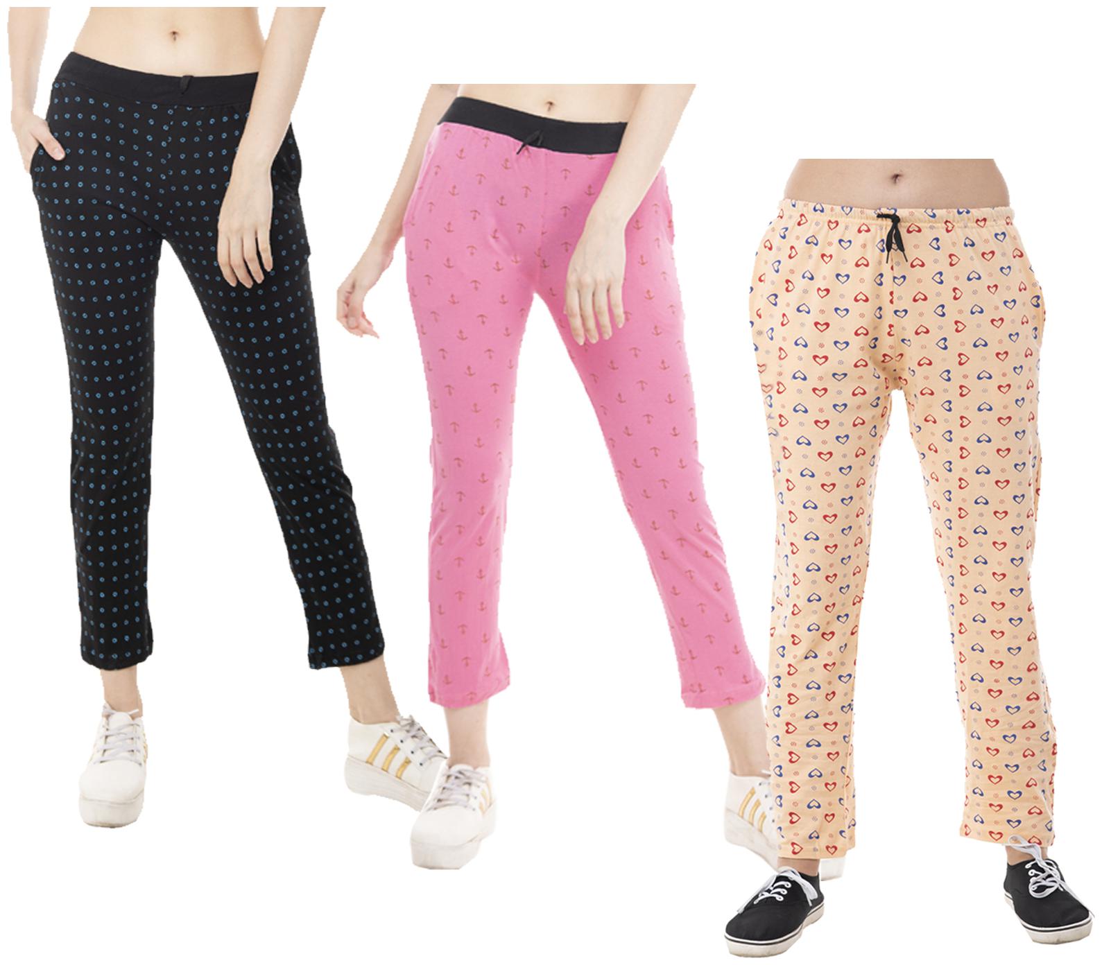 

Indiweaves Women Regular fit Cotton Printed Track pants - Multi
