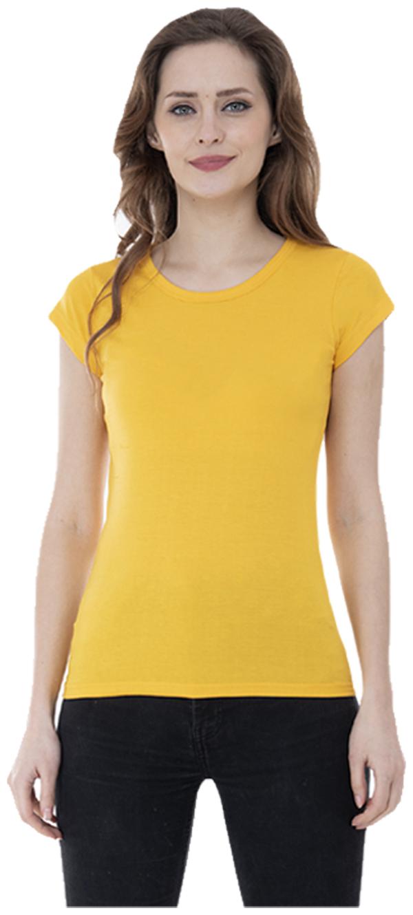 

Indiweaves Women Yellow Regular fit Round neck Cotton T shirt
