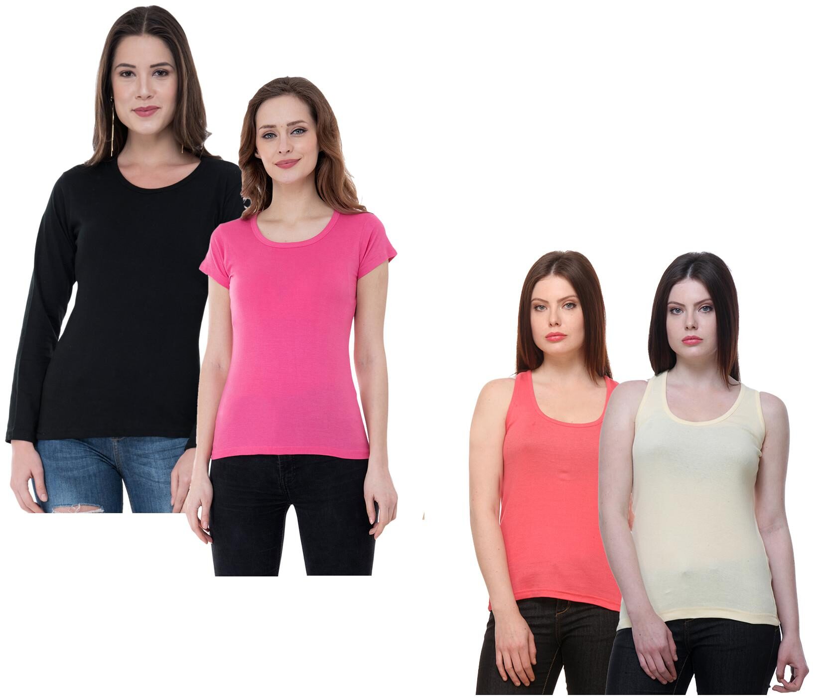 

Indiweaves Women Multi Regular fit Round neck Cotton Tank top