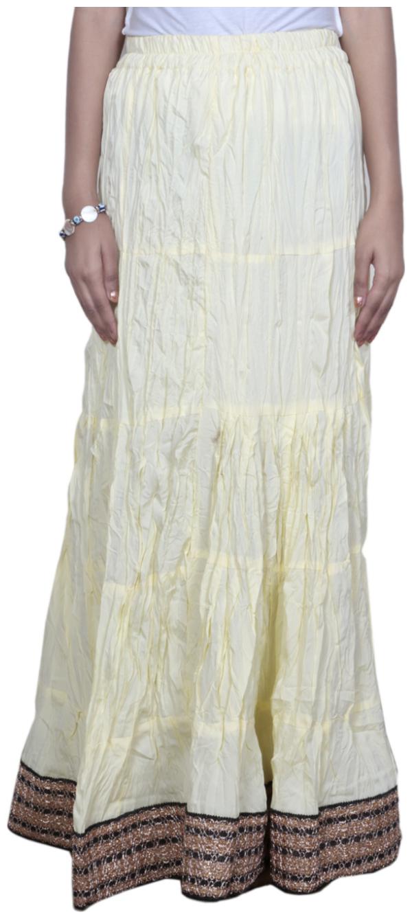 

IndiWeaves Women Cambric Cotton White Full Length Skirt