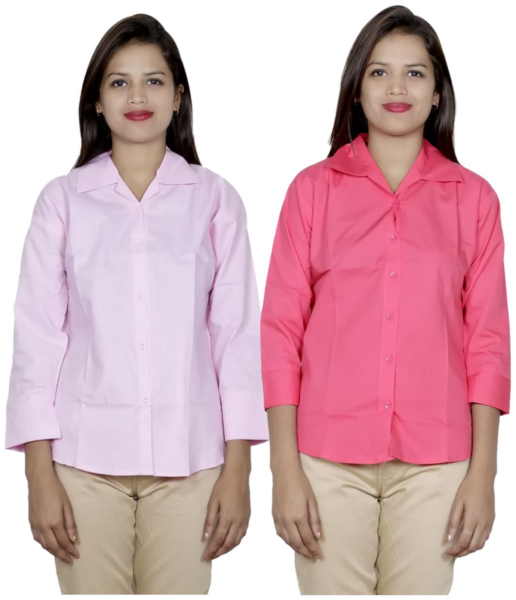 

Indiweaves Women Pink Solid Regular Fit Shirt