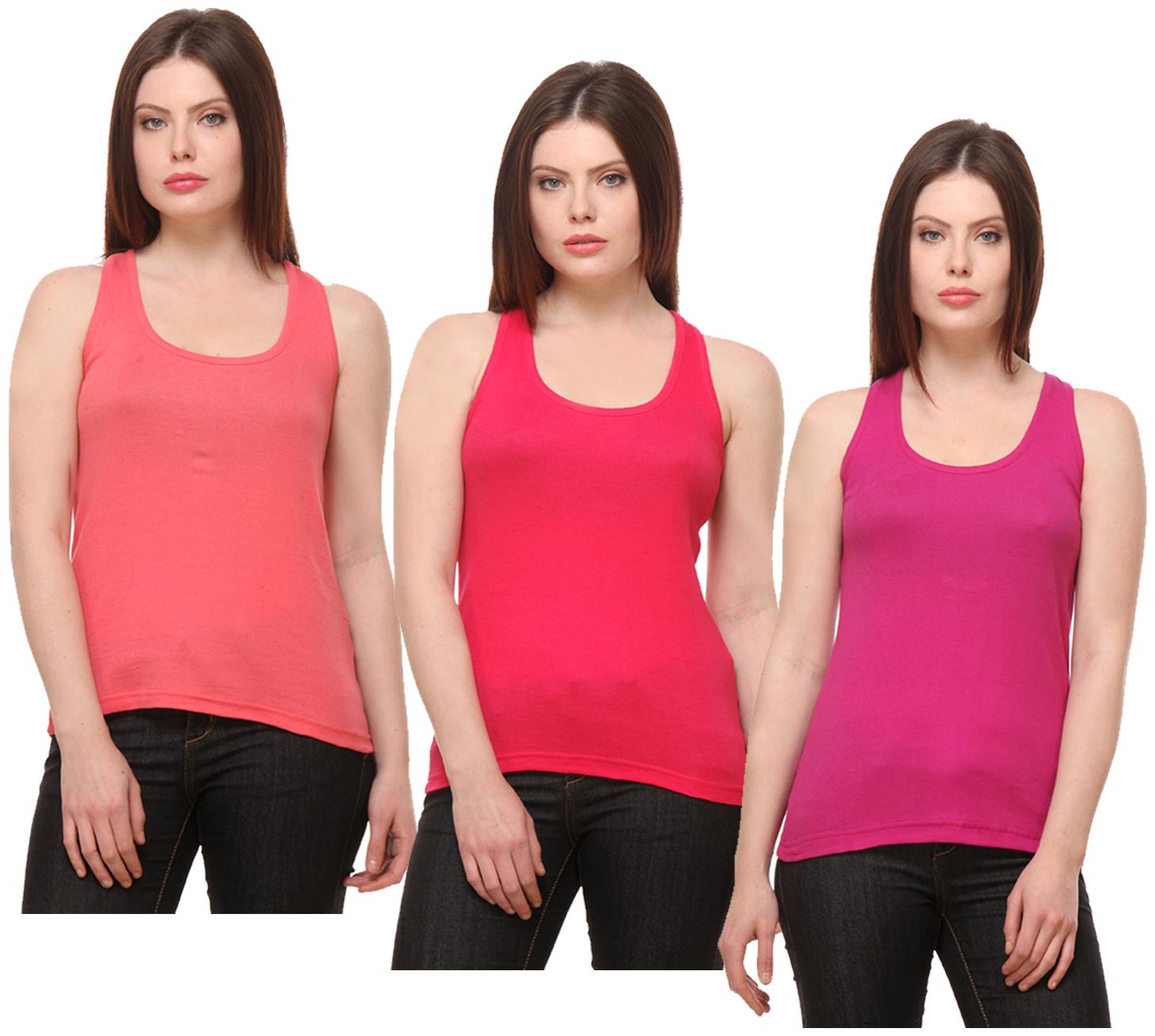 

Indiweaves Women Multi Regular fit Round neck Cotton Tank top