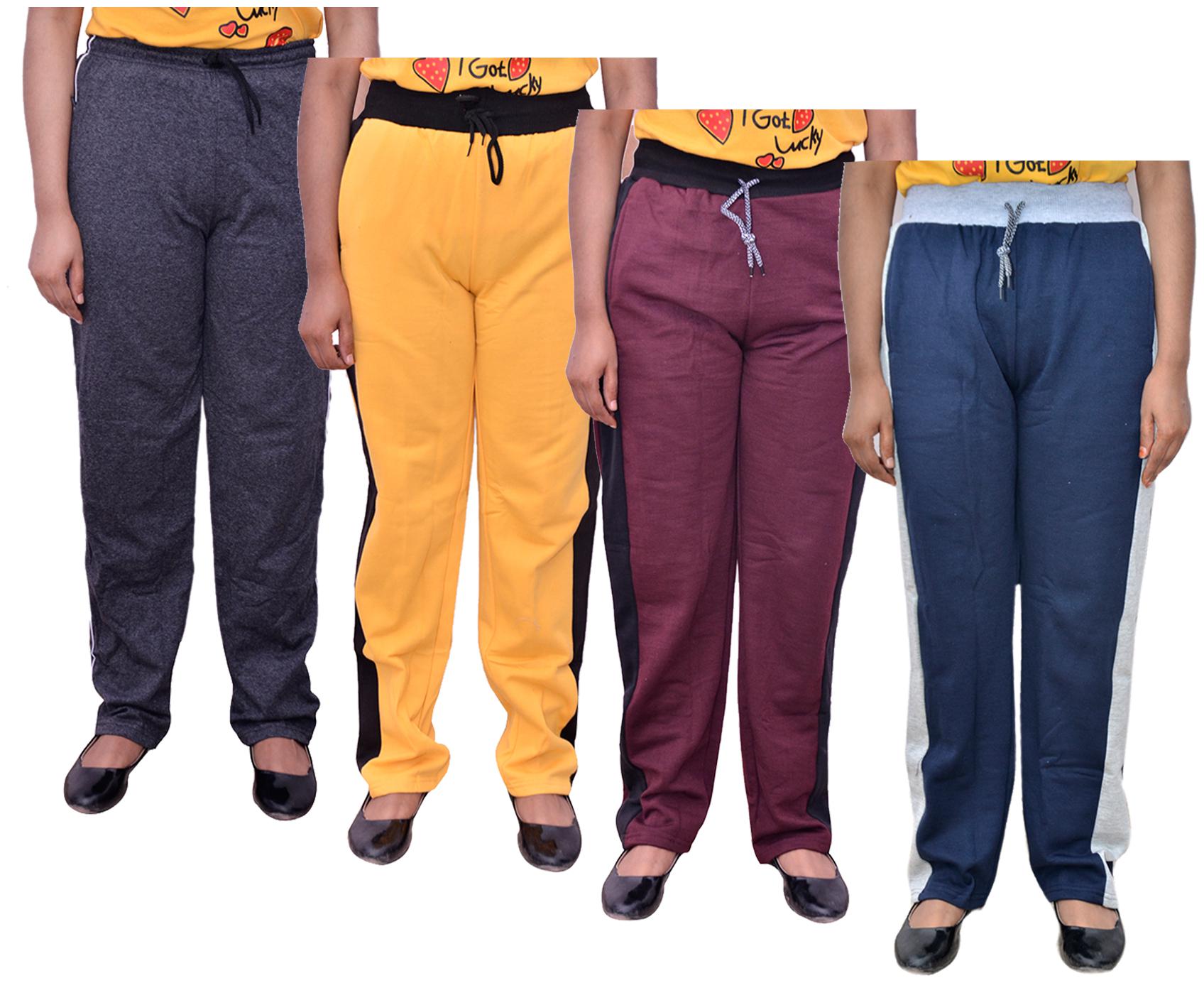 

Indiweaves Women Regular fit Cotton Solid Track pants - Multi