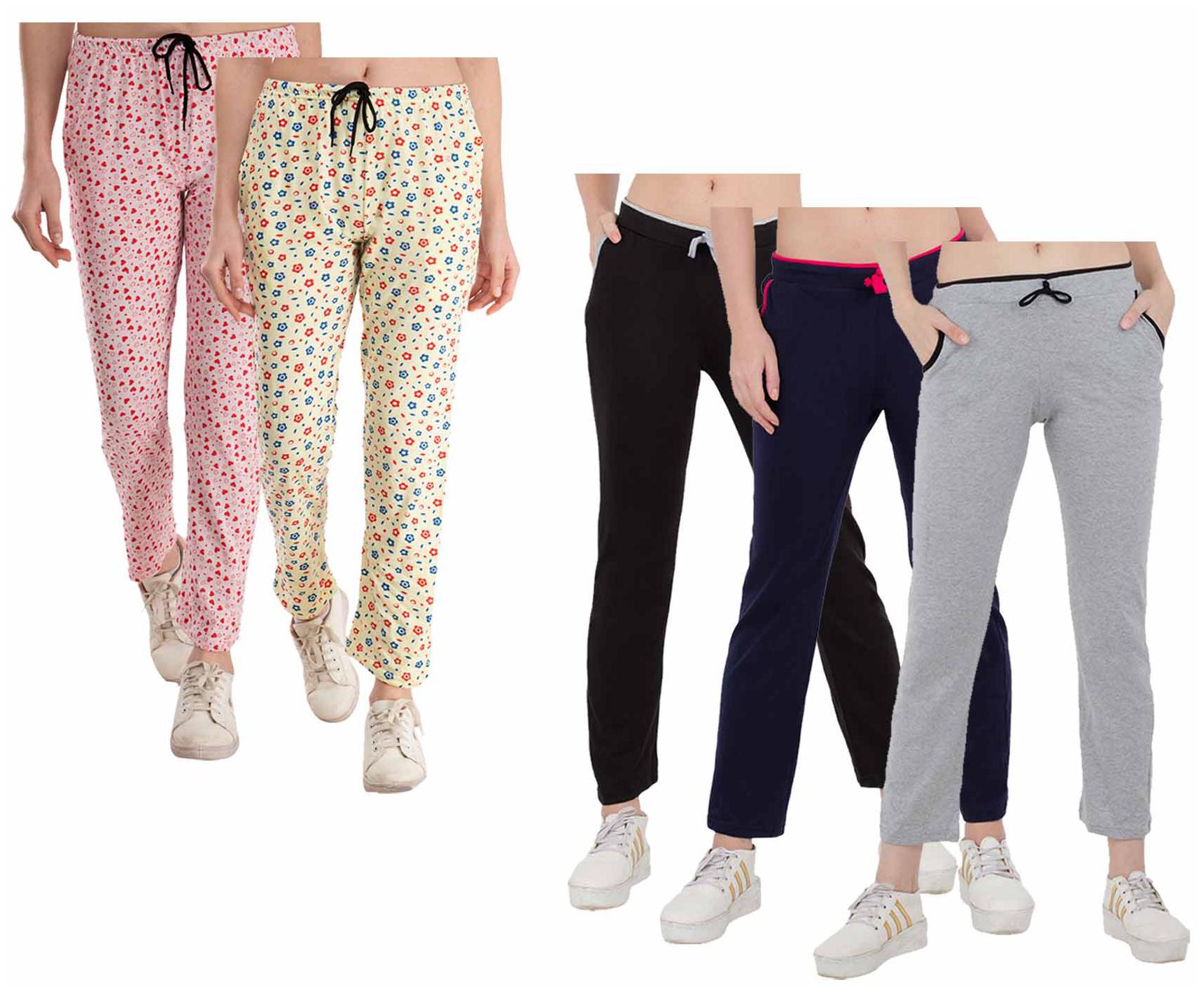

Indiweaves Women Regular fit Cotton Printed Track pants - Multi