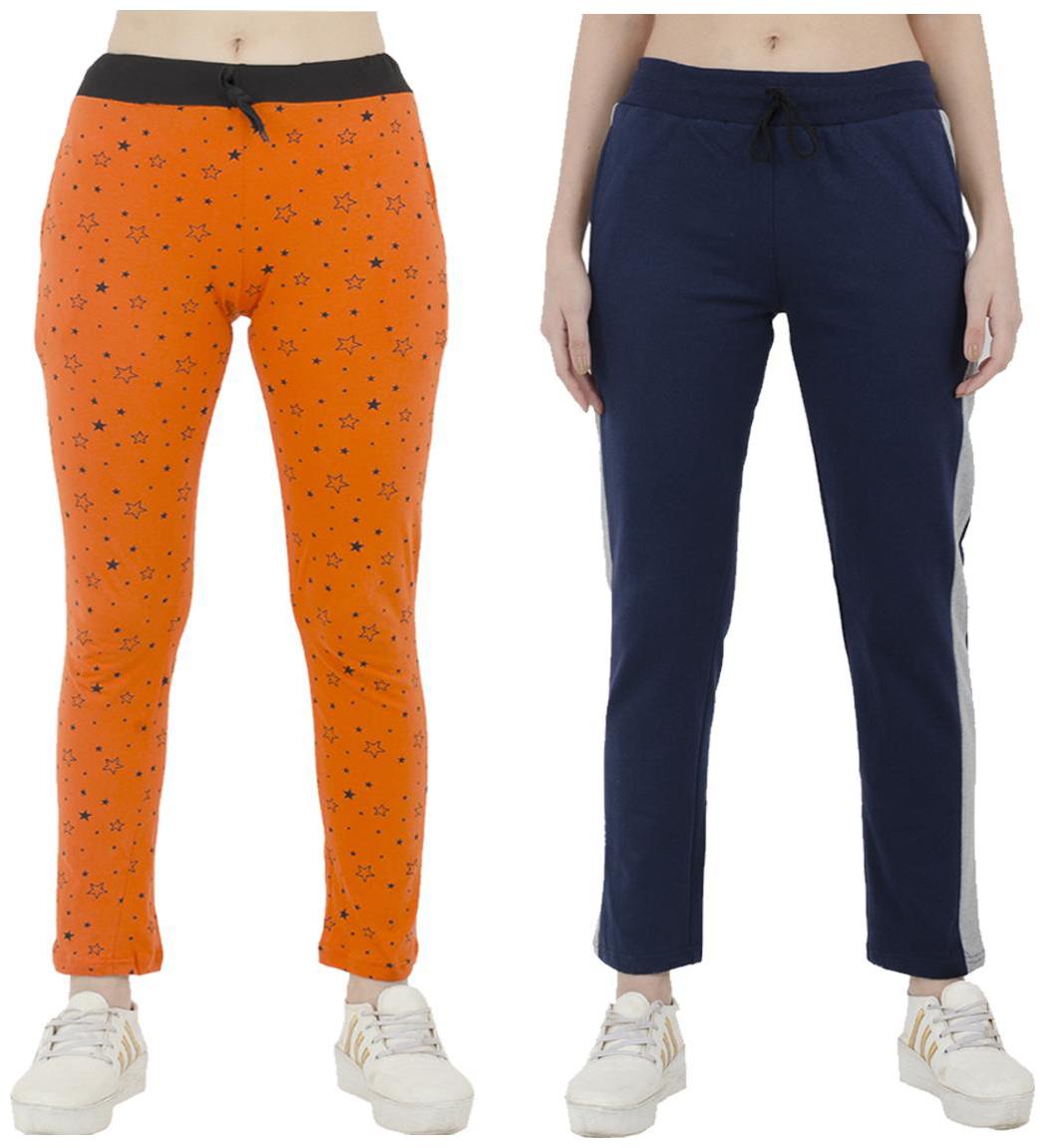 

Indiweaves Women Regular fit Polyester Printed Track pants - Blue