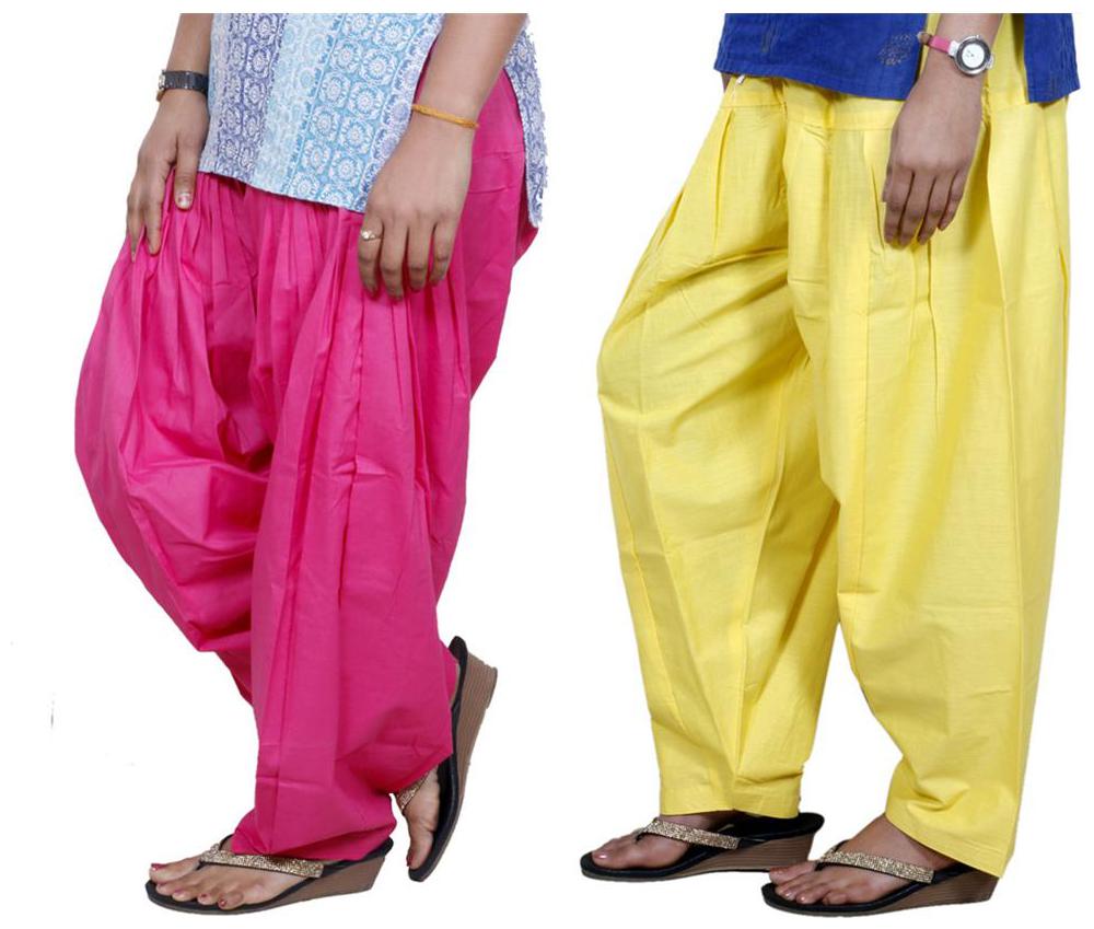 

IndiWeaves Women Cotton Semi-Patiala Salwar Set of -2