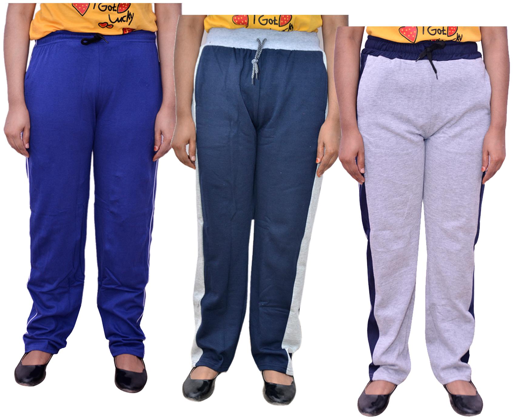 

Indiweaves Women Regular fit Cotton Solid Track pants - Multi