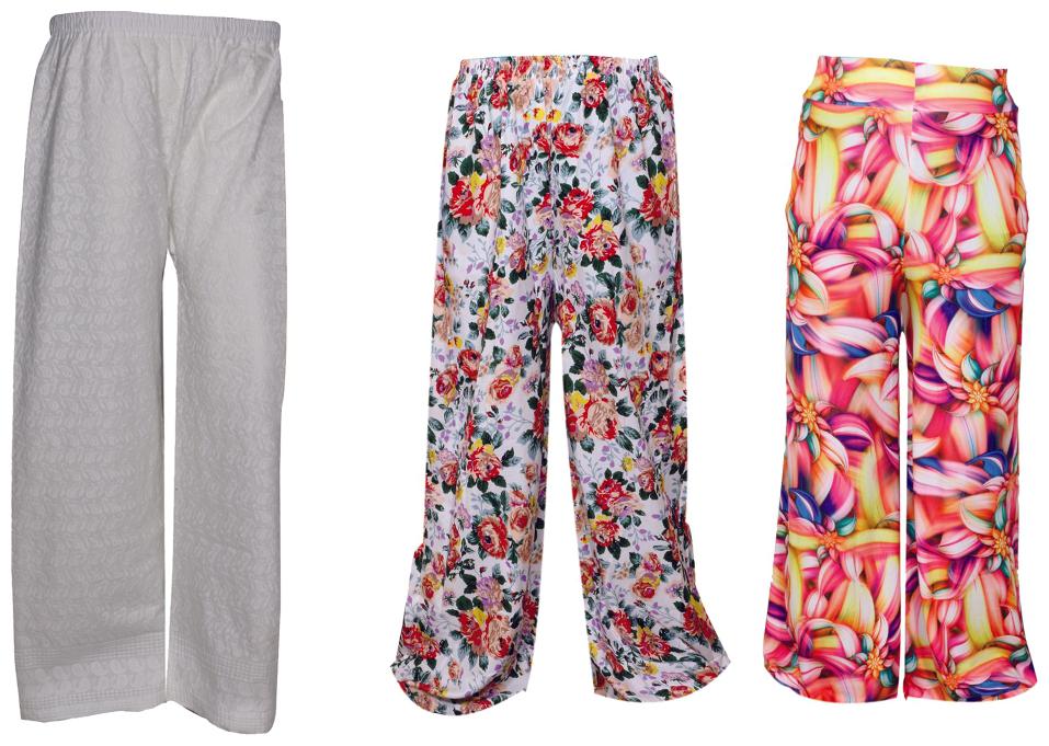 

IndiWeaves Womens 1 Full Chikan Work Pallazo and 2 Printed Palazzo Combo Pack (Pack of 3 Palazo)