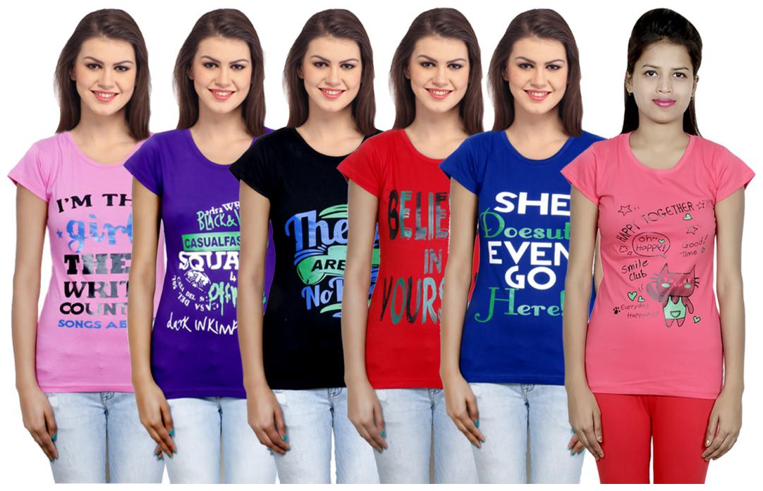 

IndiWeaves Women Cotton Printed T-Shirt ( Set of- 6)