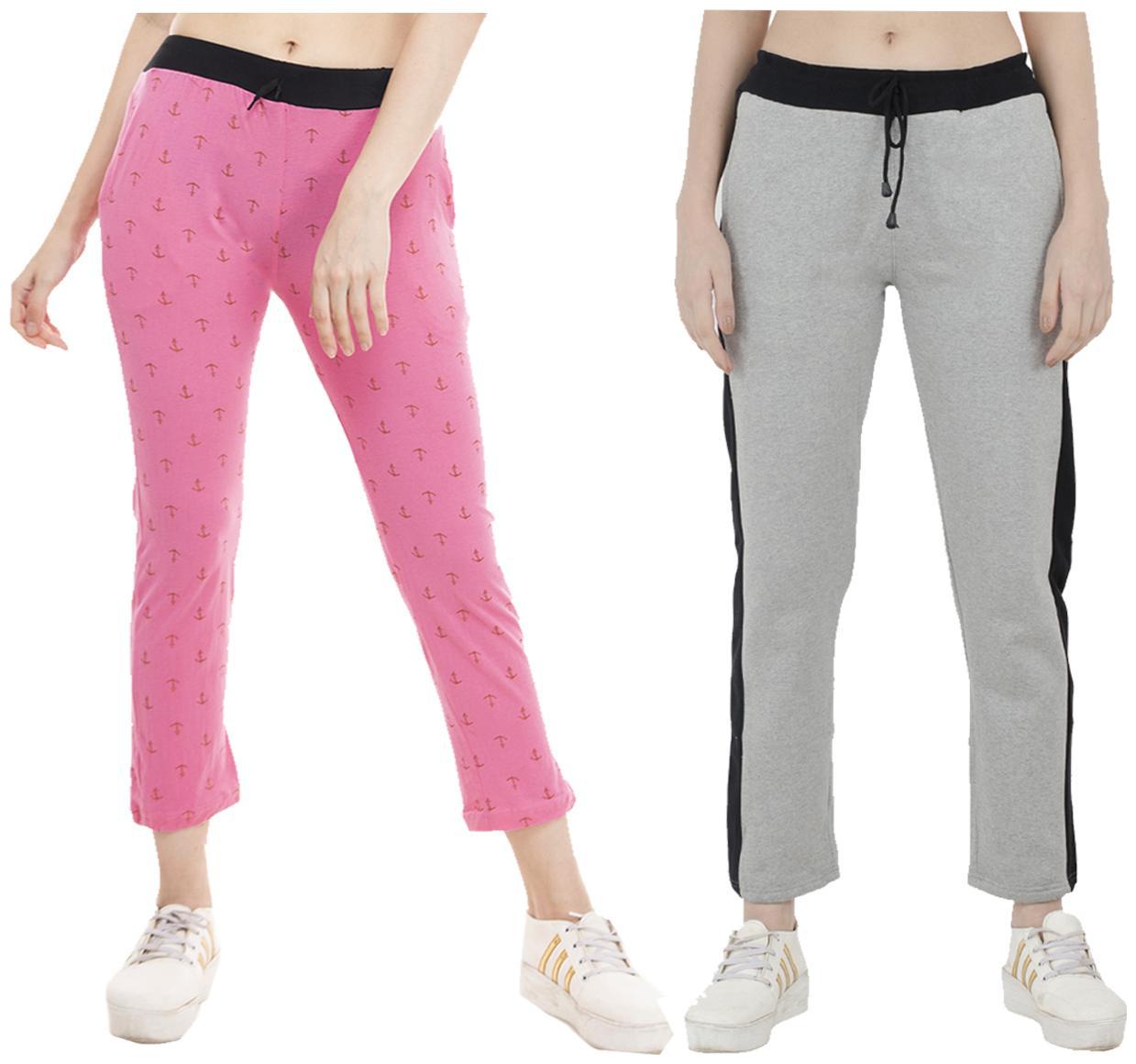 

Indiweaves Women Regular fit Polyester Printed Track pants - Grey