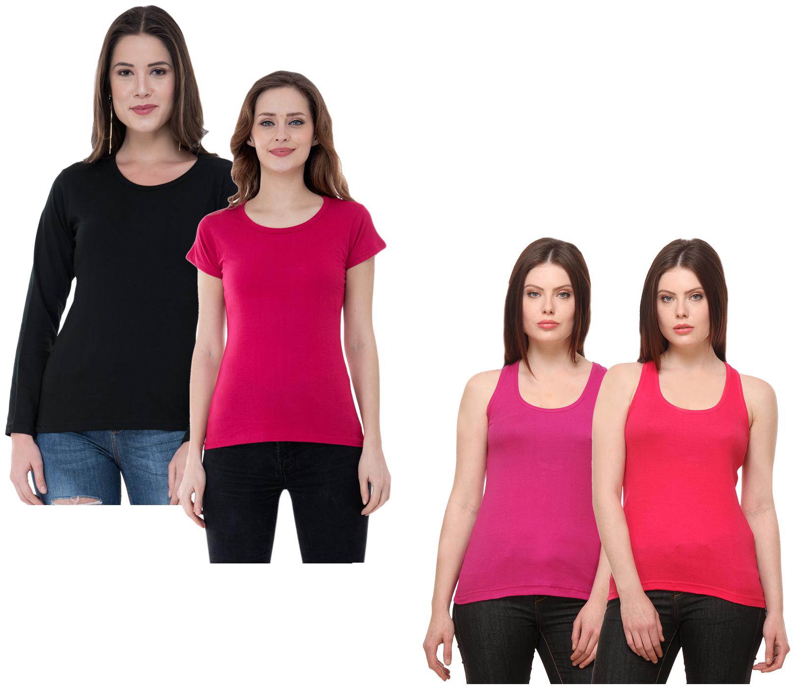 

Indiweaves Women Multi Regular fit Round neck Cotton Tank top