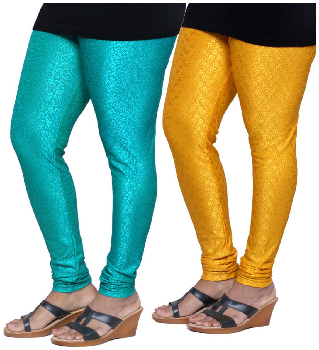 

IndiWeaves Women s Jacquard Legging Combo Of 2