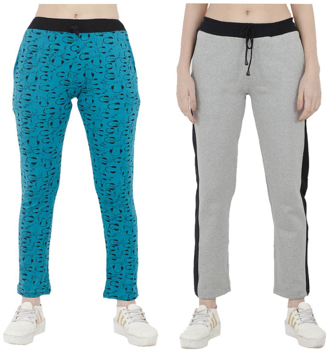 

Indiweaves Women Regular fit Polyester Printed Track pants - Grey