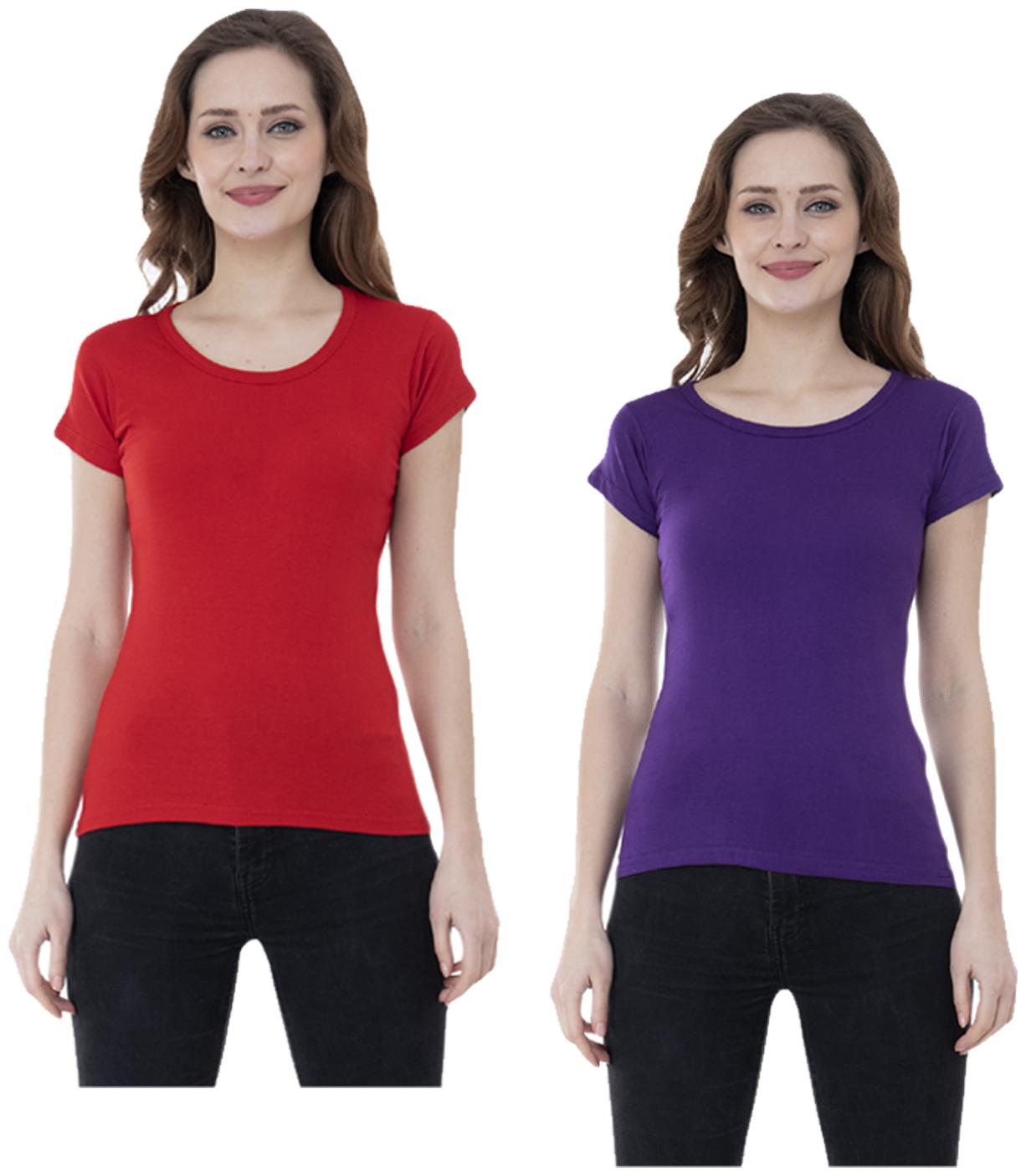 

Indiweaves Women Multi Regular fit Round neck Cotton T shirt