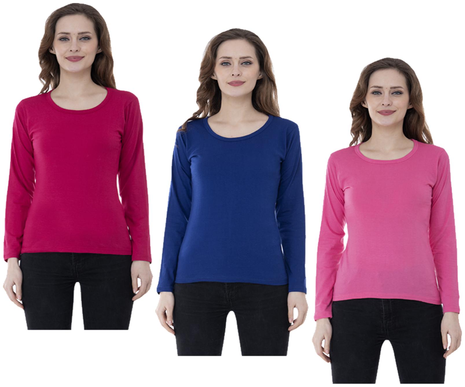 

Indiweaves Women Multi Regular fit Round neck Cotton T shirt