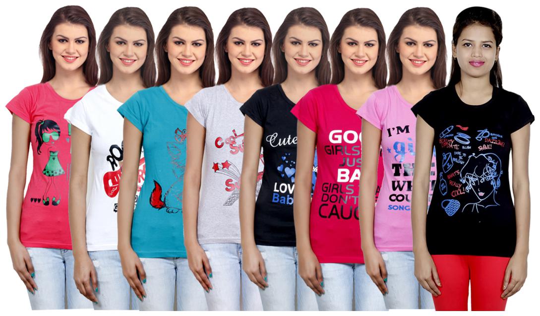 

IndiWeaves Women s Cotton Printed T-Shirts COMBO OFFER ( Pack of 8 T-Shirts)