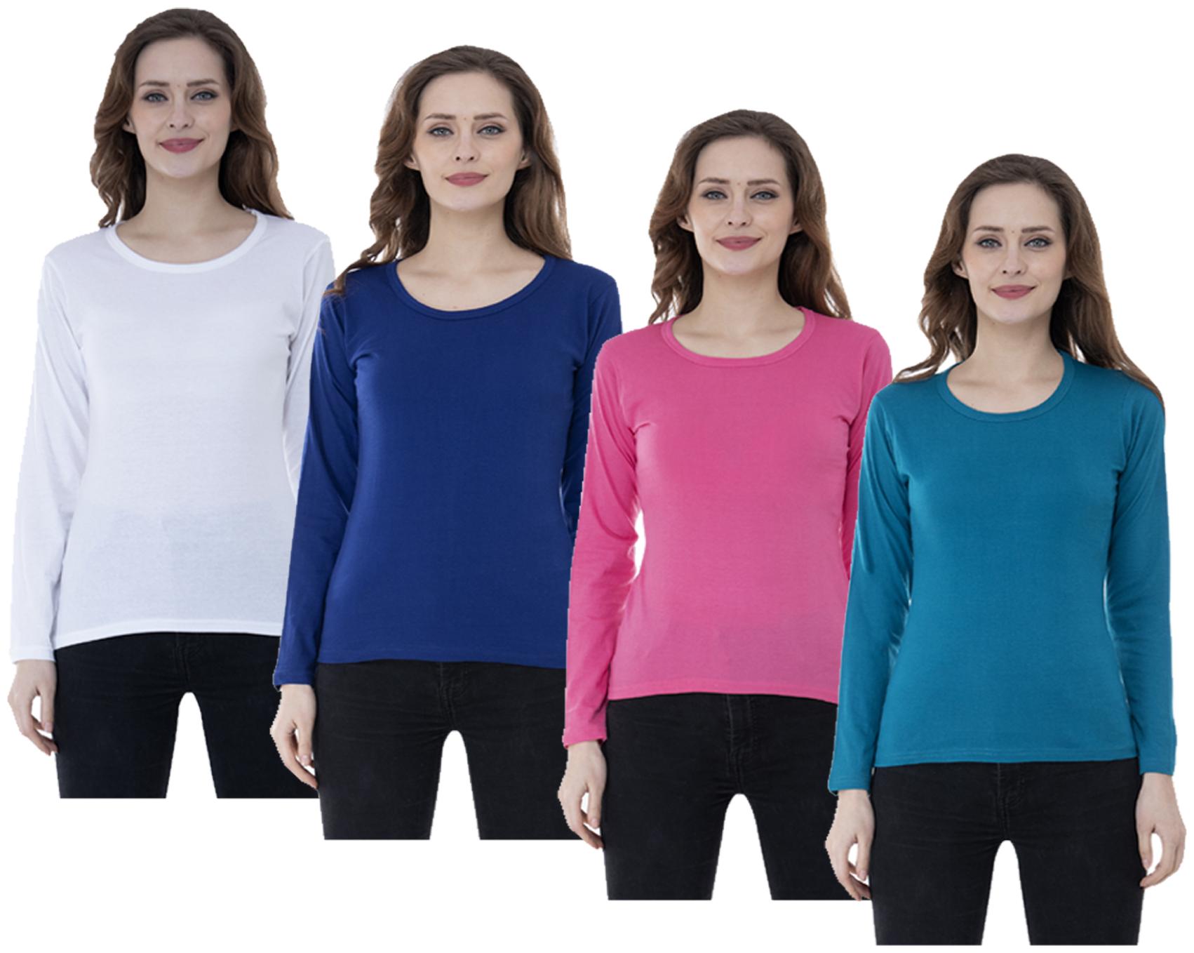 

Indiweaves Women Multi Regular fit Round neck Cotton T shirt
