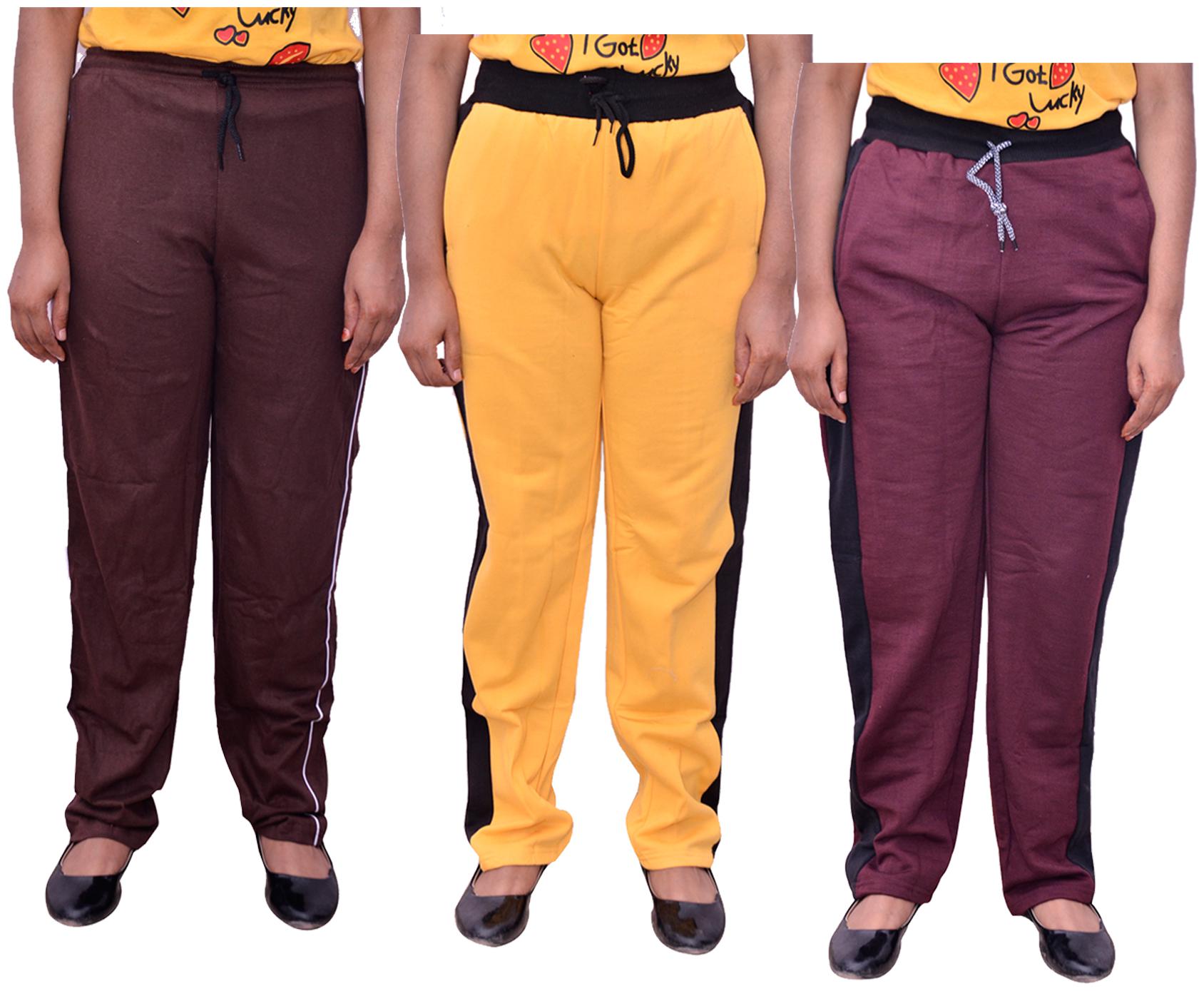 

Indiweaves Women Regular fit Cotton Solid Track pants - Multi