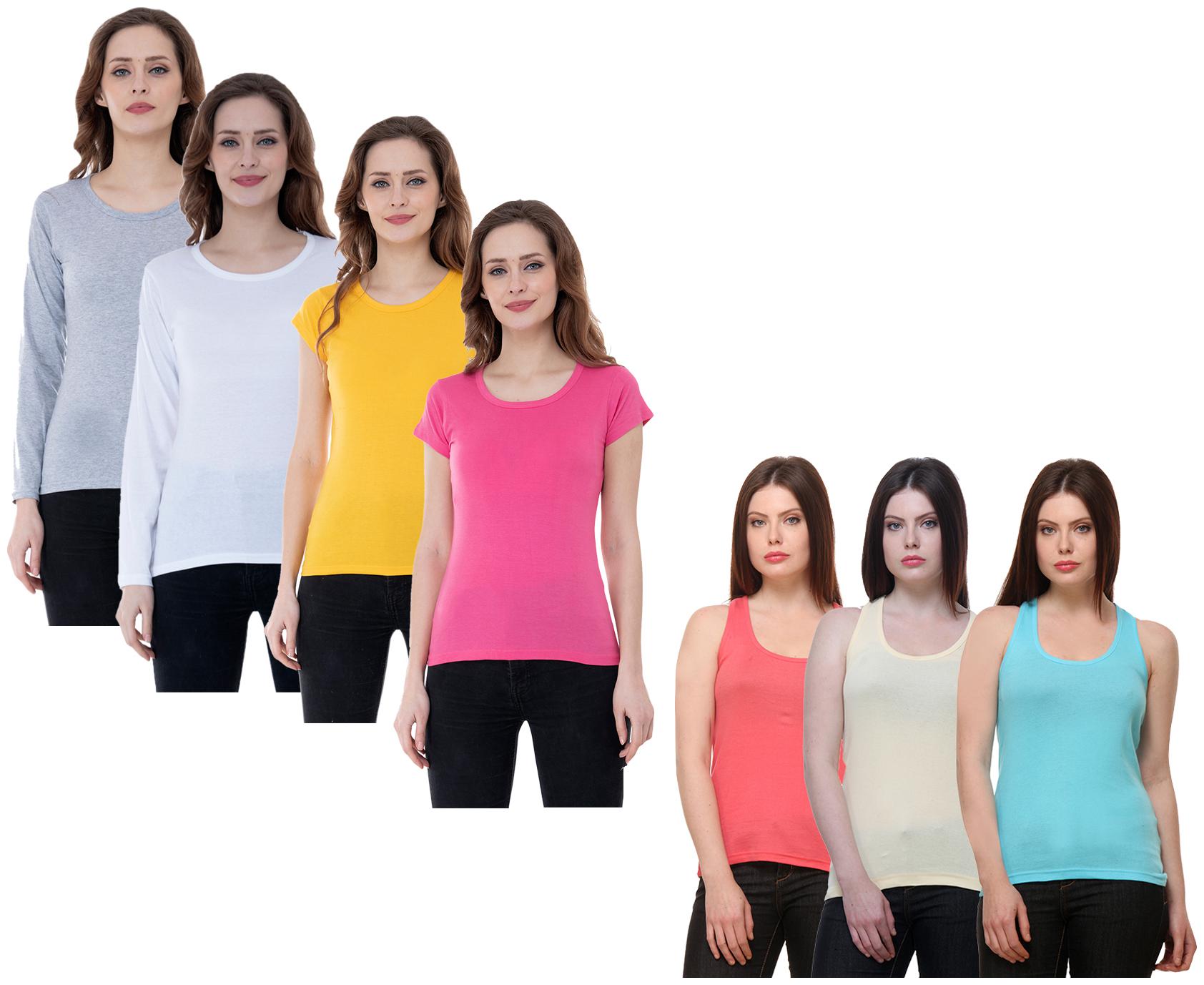 

Indiweaves Women Multi Regular fit Round neck Cotton Tank top
