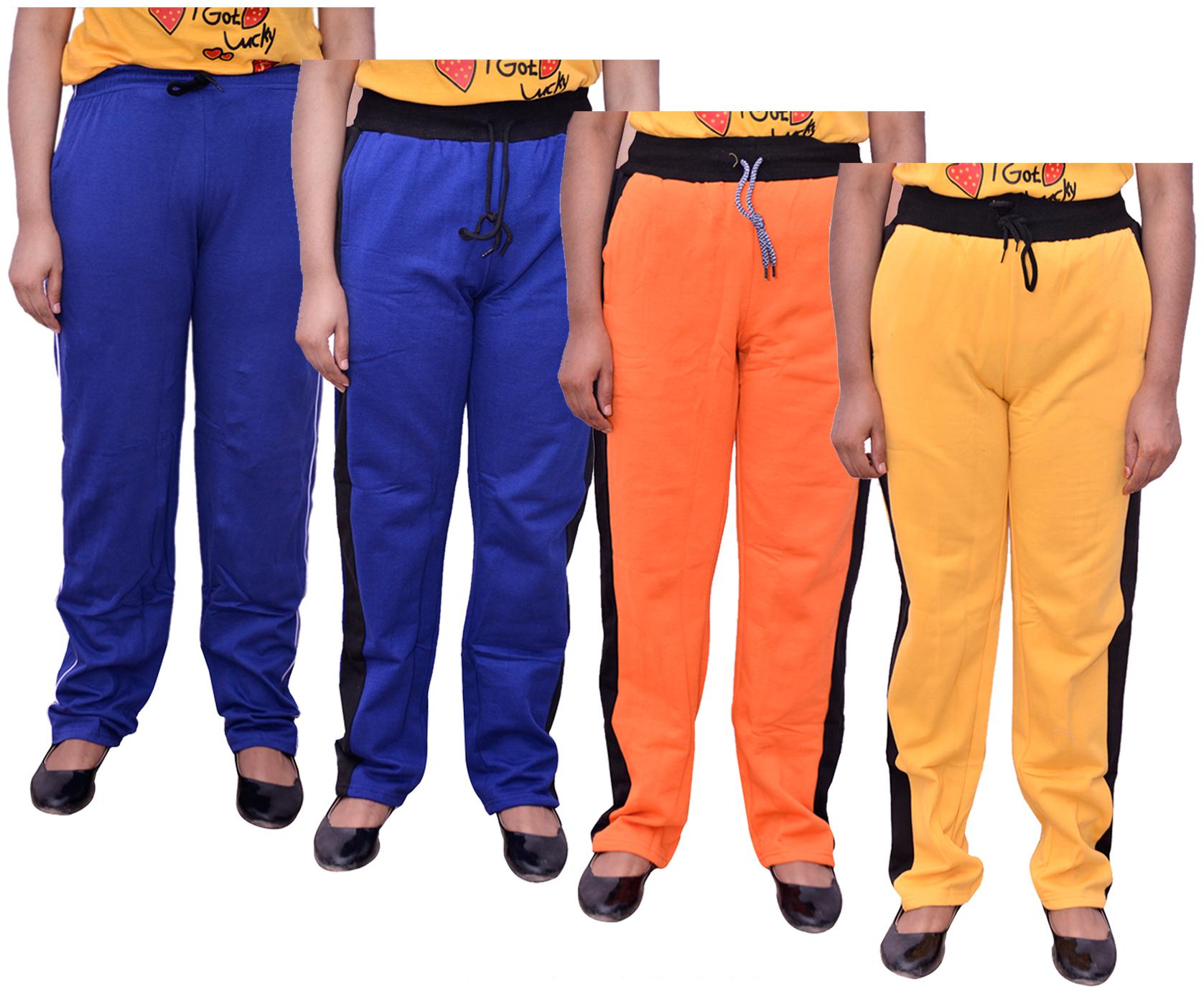 

Indiweaves Women Regular fit Cotton Solid Track pants - Multi