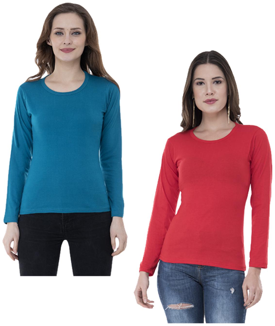 

Indiweaves Women Multi Regular fit Round neck Cotton T shirt