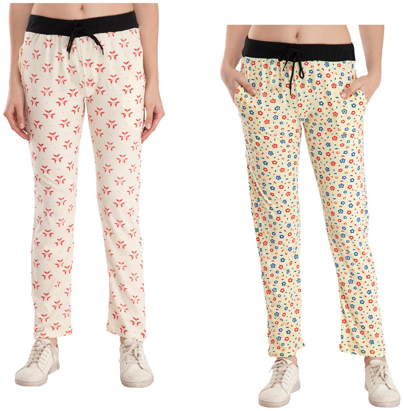 

Indiweaves Women Regular fit Cotton Printed Track pants - Multi