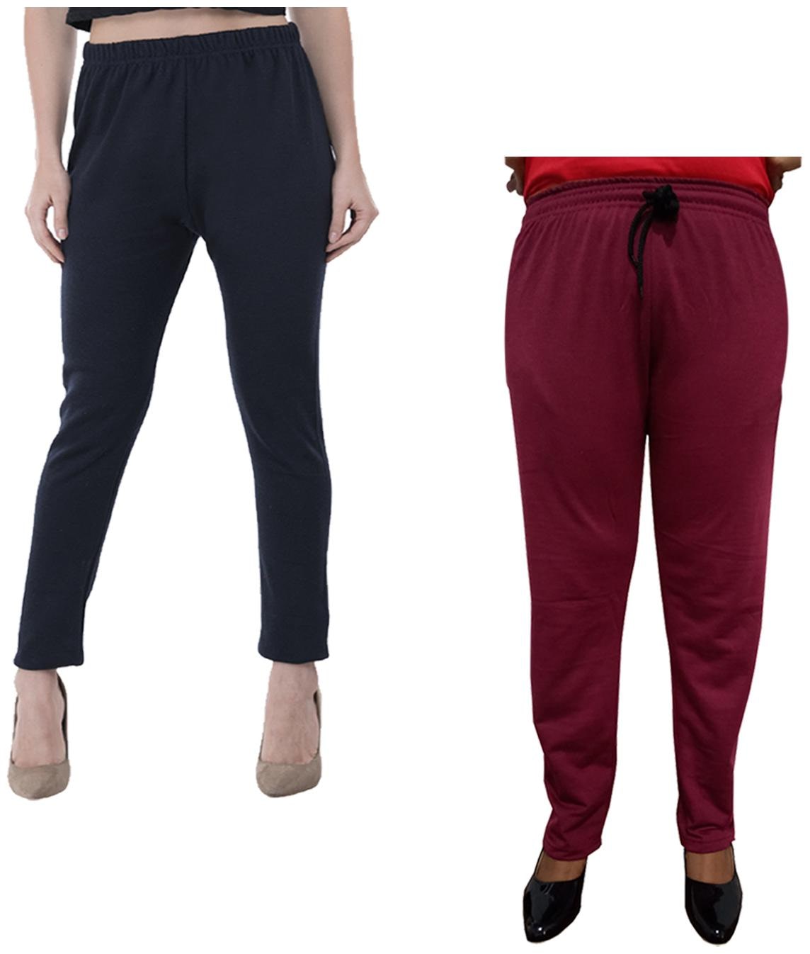 

Indiweaves Women Regular fit Fleece Solid Track pants - Multi