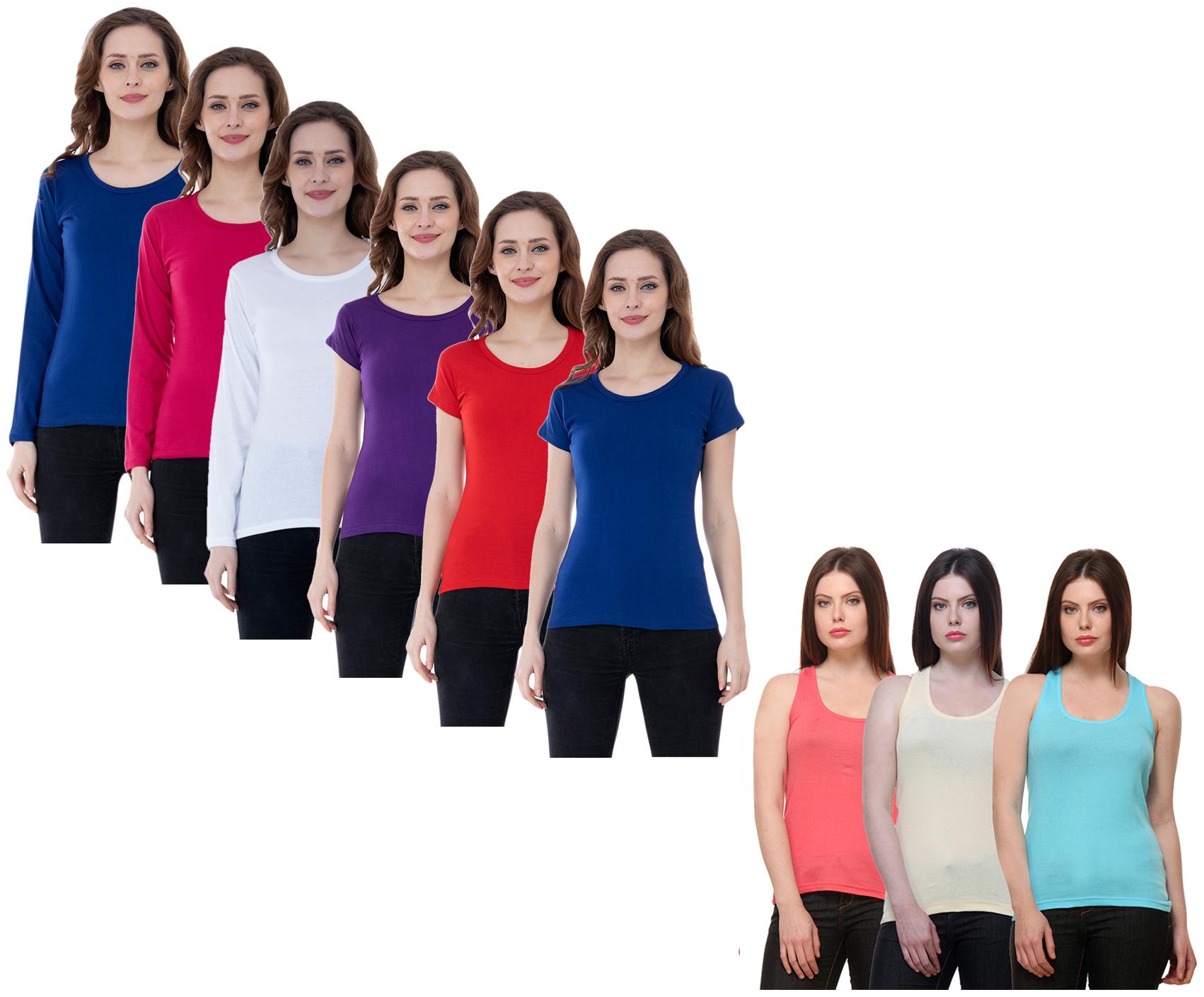 

Indiweaves Women Multi Regular fit Round neck Cotton Tank top