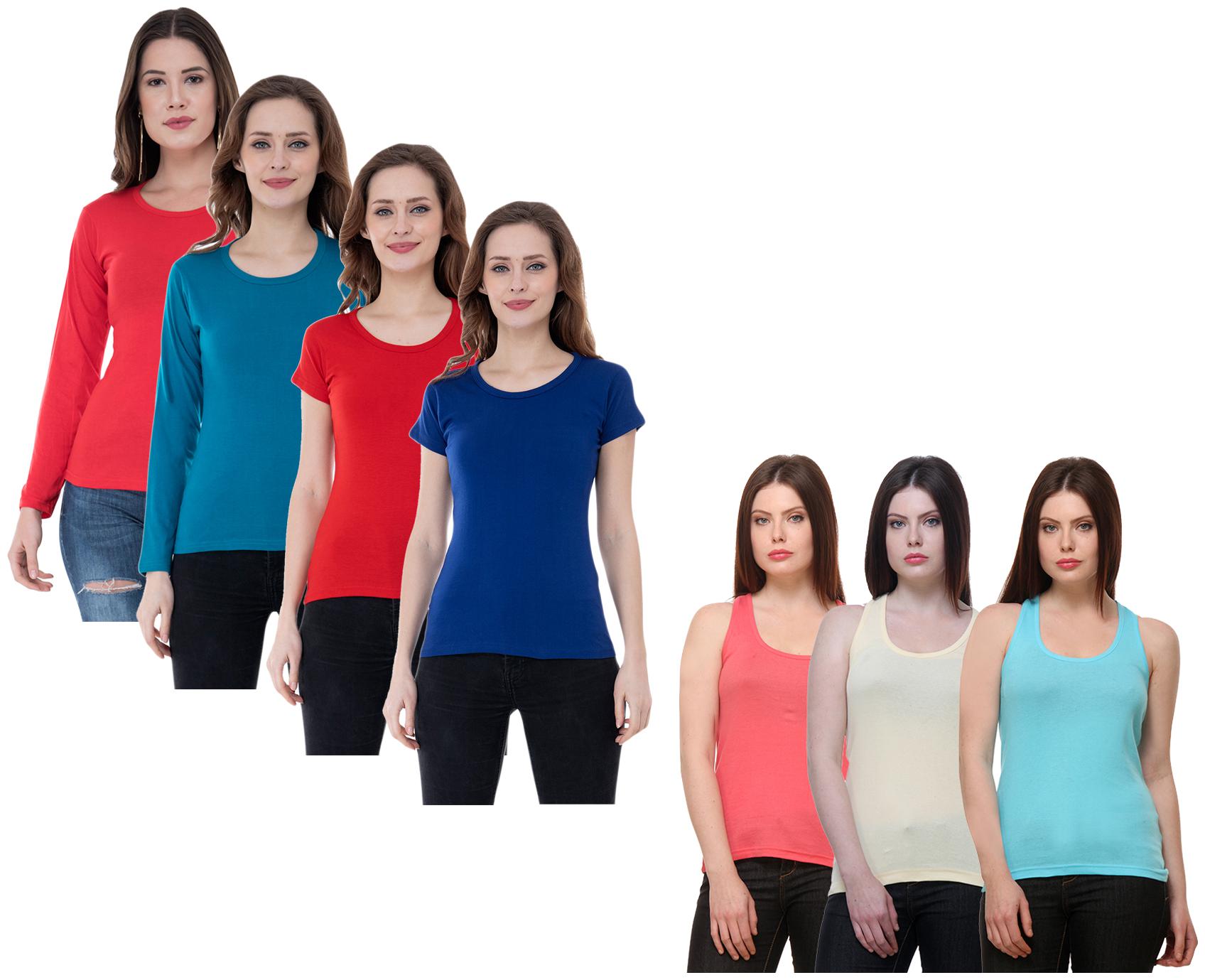 

Indiweaves Women Multi Regular fit Round neck Cotton Tank top