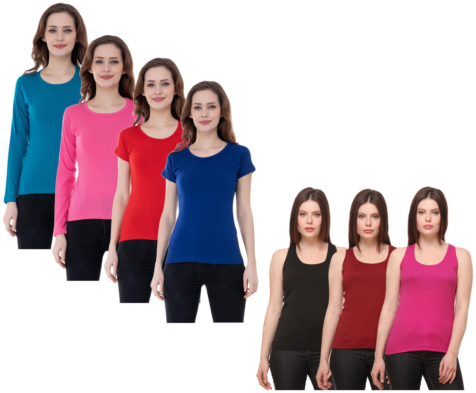 

Indiweaves Women Multi Regular fit Round neck Cotton Tank top