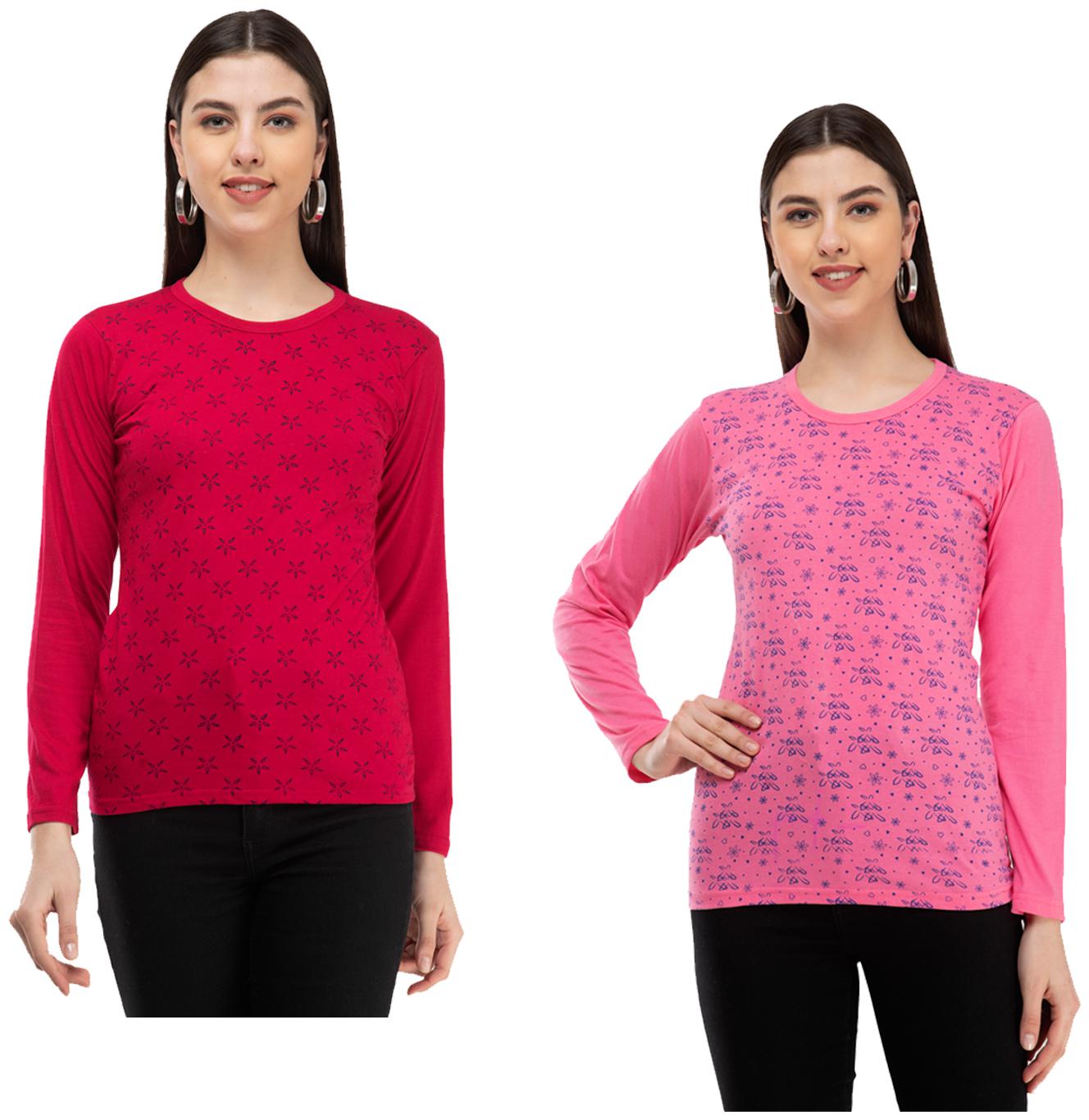 

Indiweaves Women Pink Regular fit Round neck Cotton T shirt