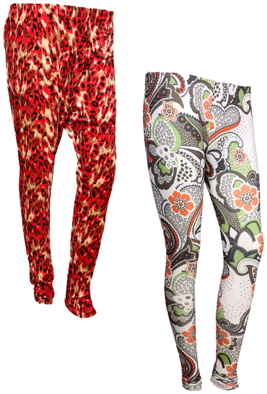 

IndiWeaves Women Cotton Printed Legging and Velvet Printed Leggings (Pack of 2)