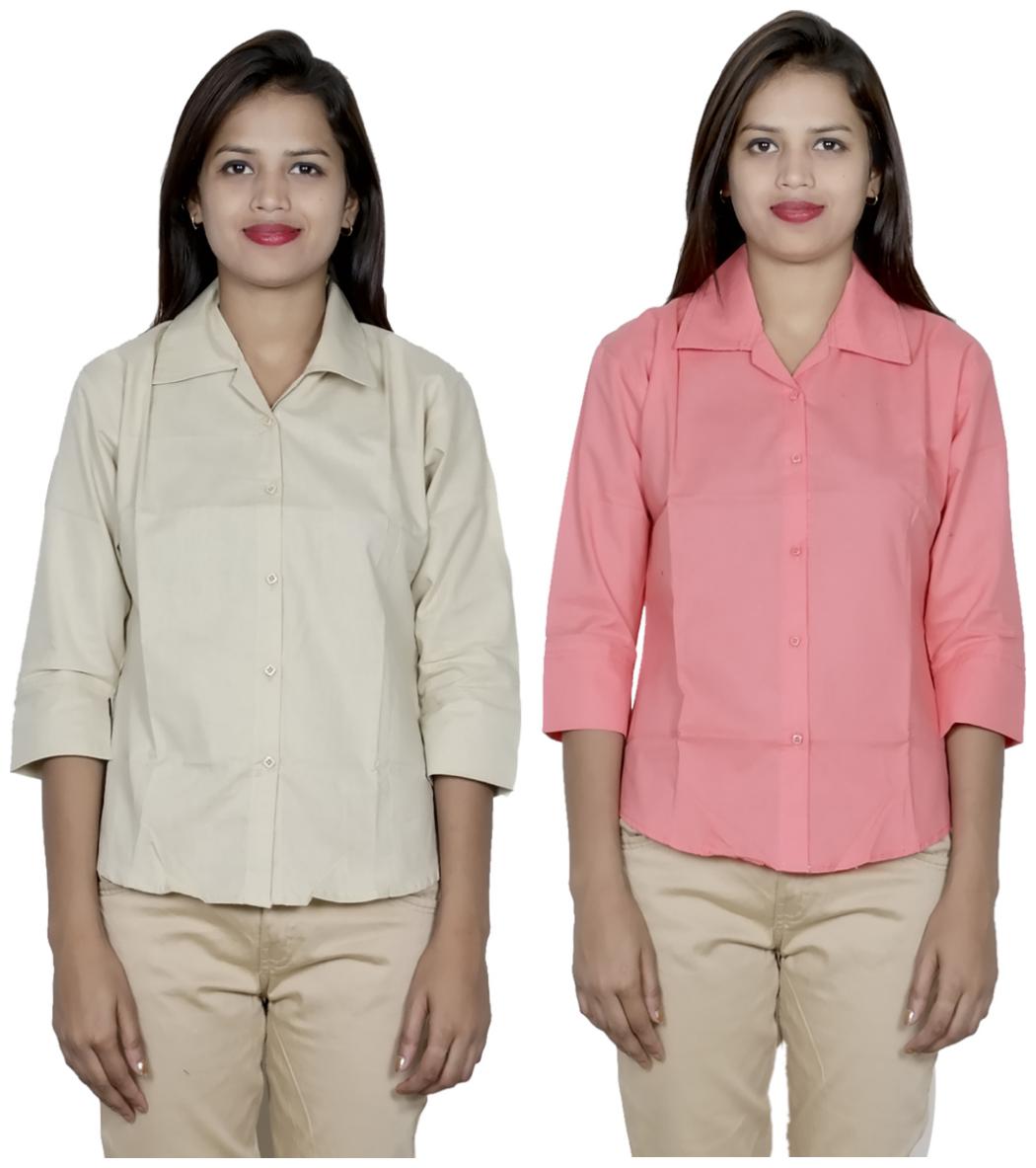 

Indiweaves Women Beige Solid Regular Fit Shirt