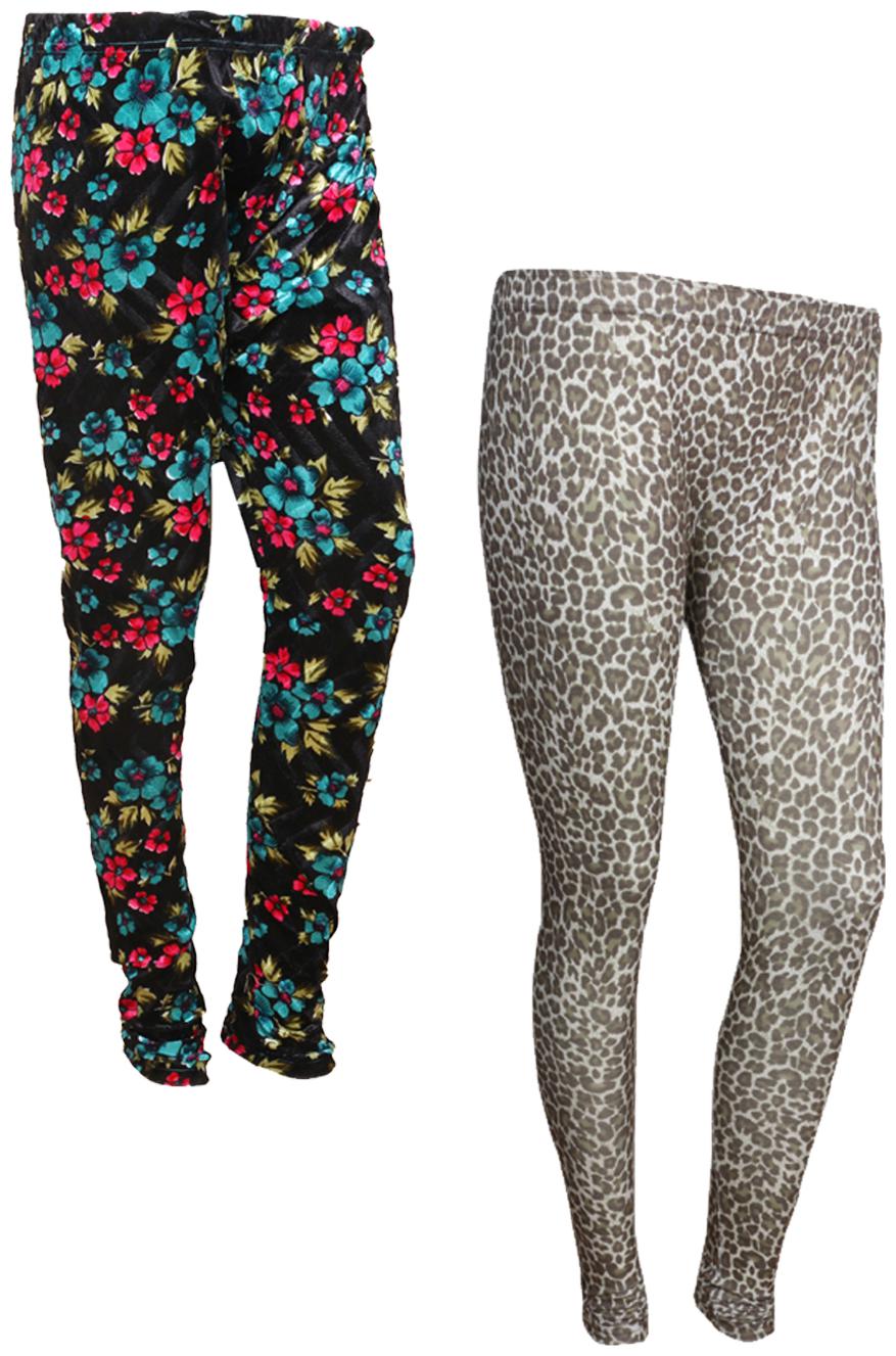 

IndiWeaves Women Cotton Printed Legging and Velvet Printed Leggings (Pack of 2)