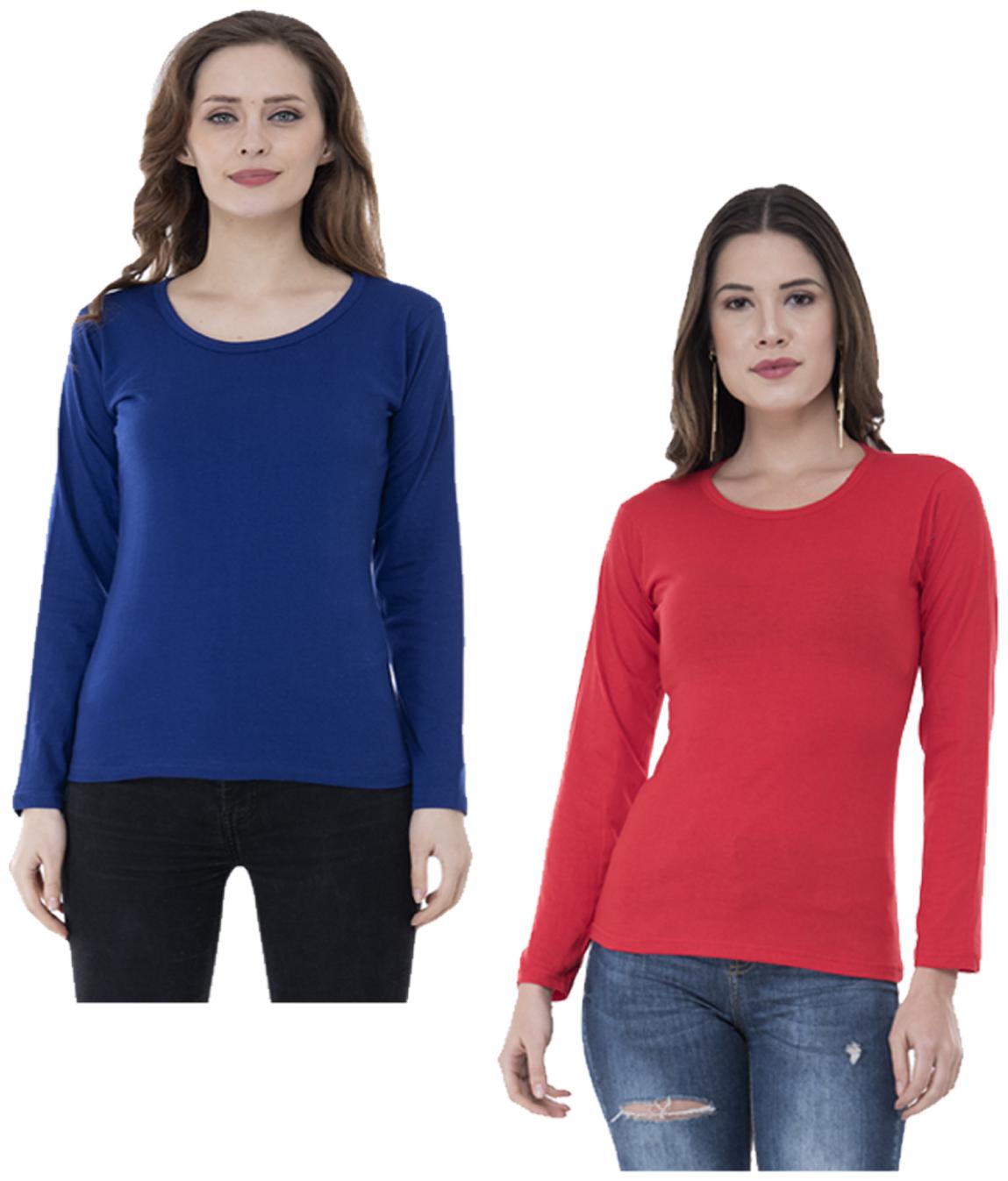 

Indiweaves Women Multi Regular fit Round neck Cotton T shirt