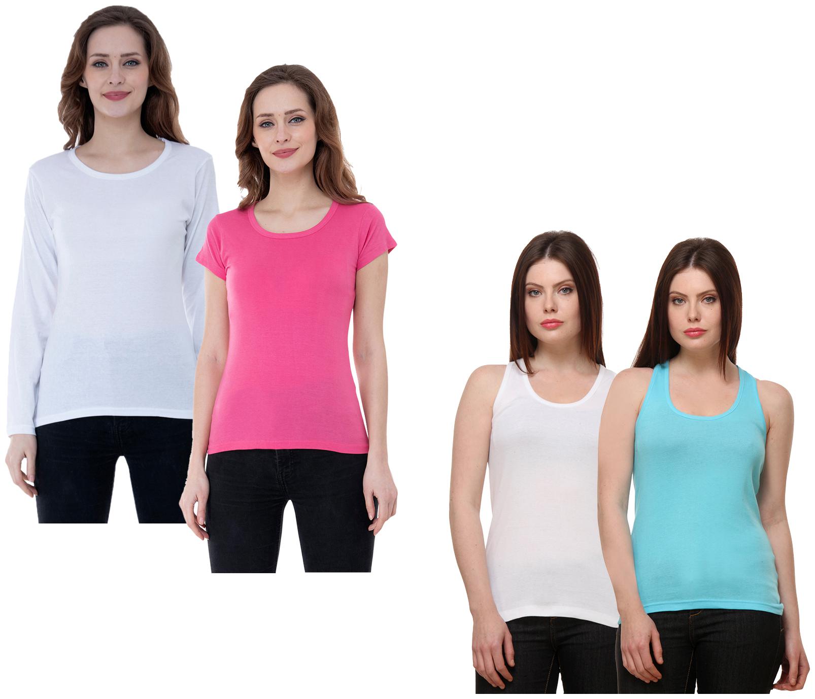 

Indiweaves Women Multi Regular fit Round neck Cotton Tank top