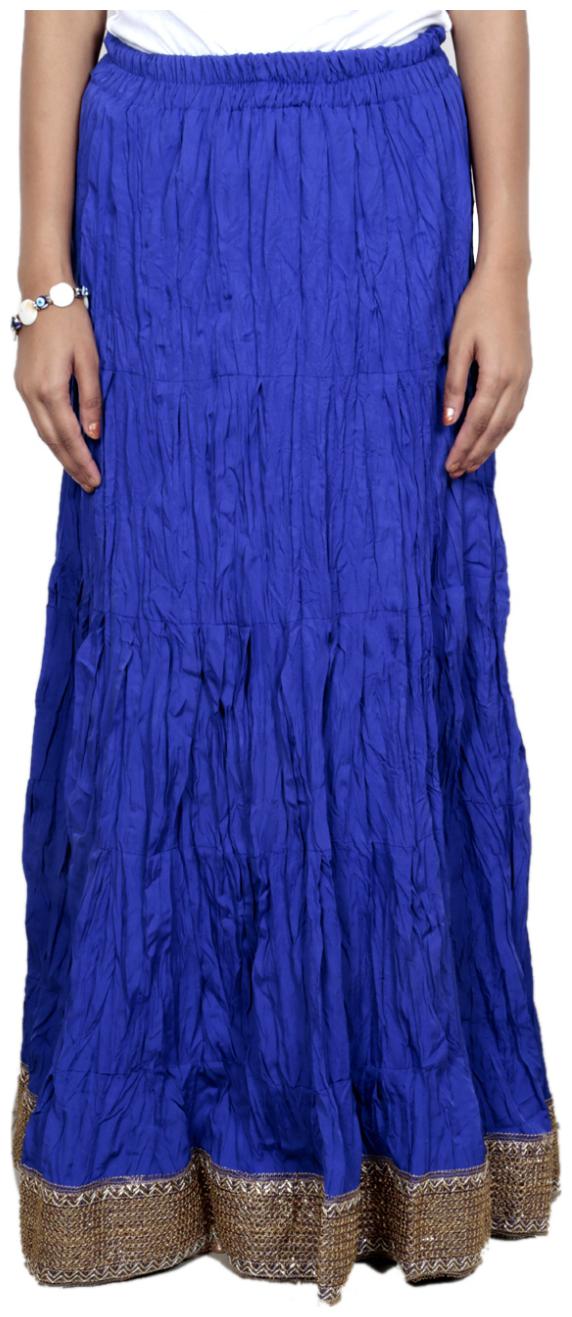 

IndiWeaves Women Cambric Cotton Blue Full Length Skirt