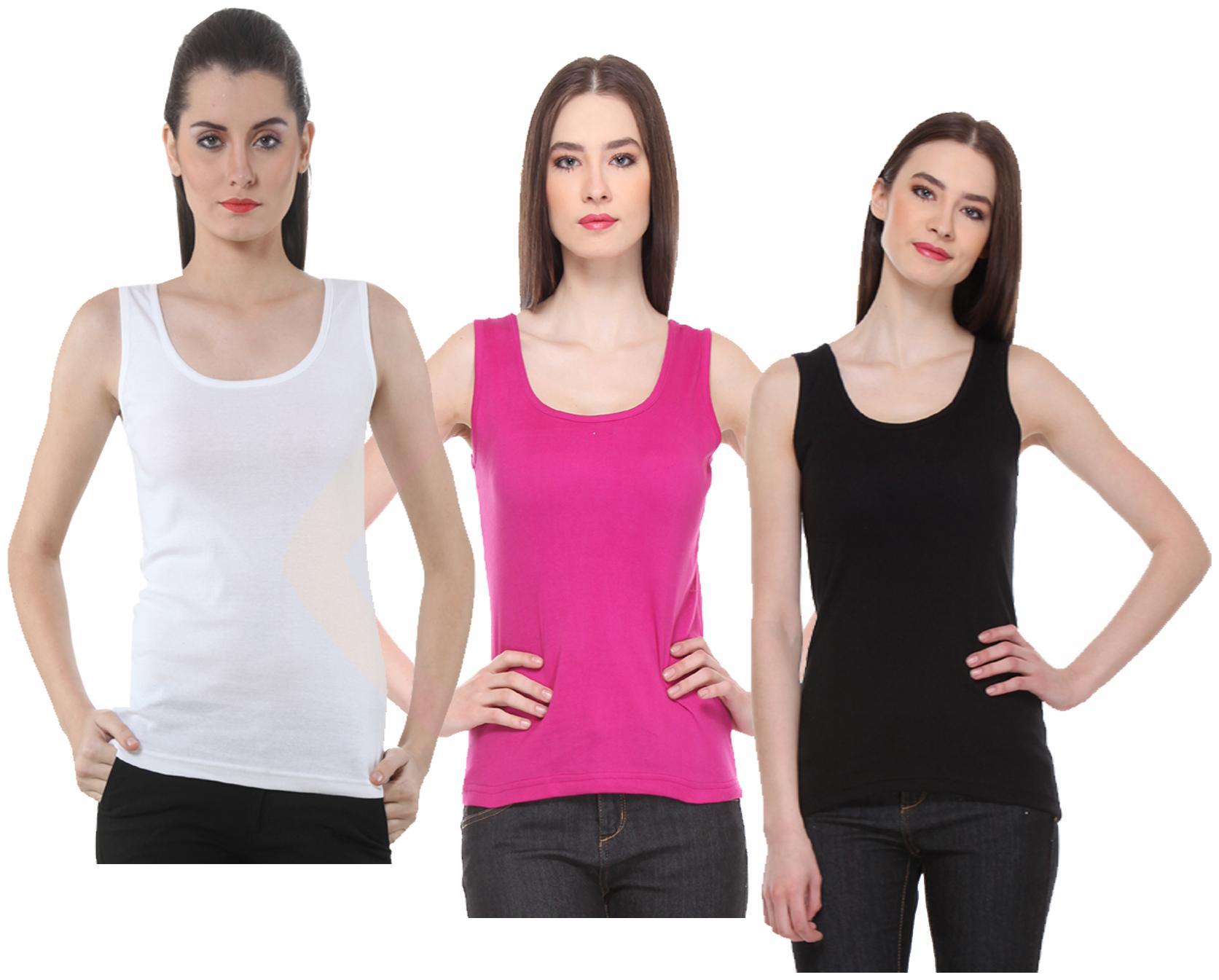 

Indiweaves Women Multi Regular fit U neck Cotton Tank top