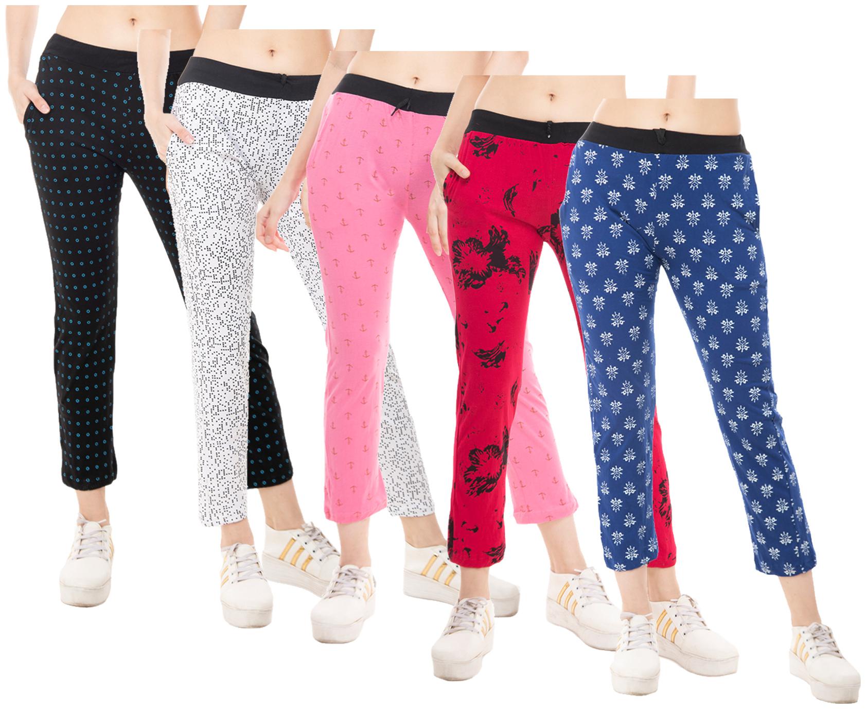 

Indiweaves Women Regular fit Cotton Printed Track pants - Multi